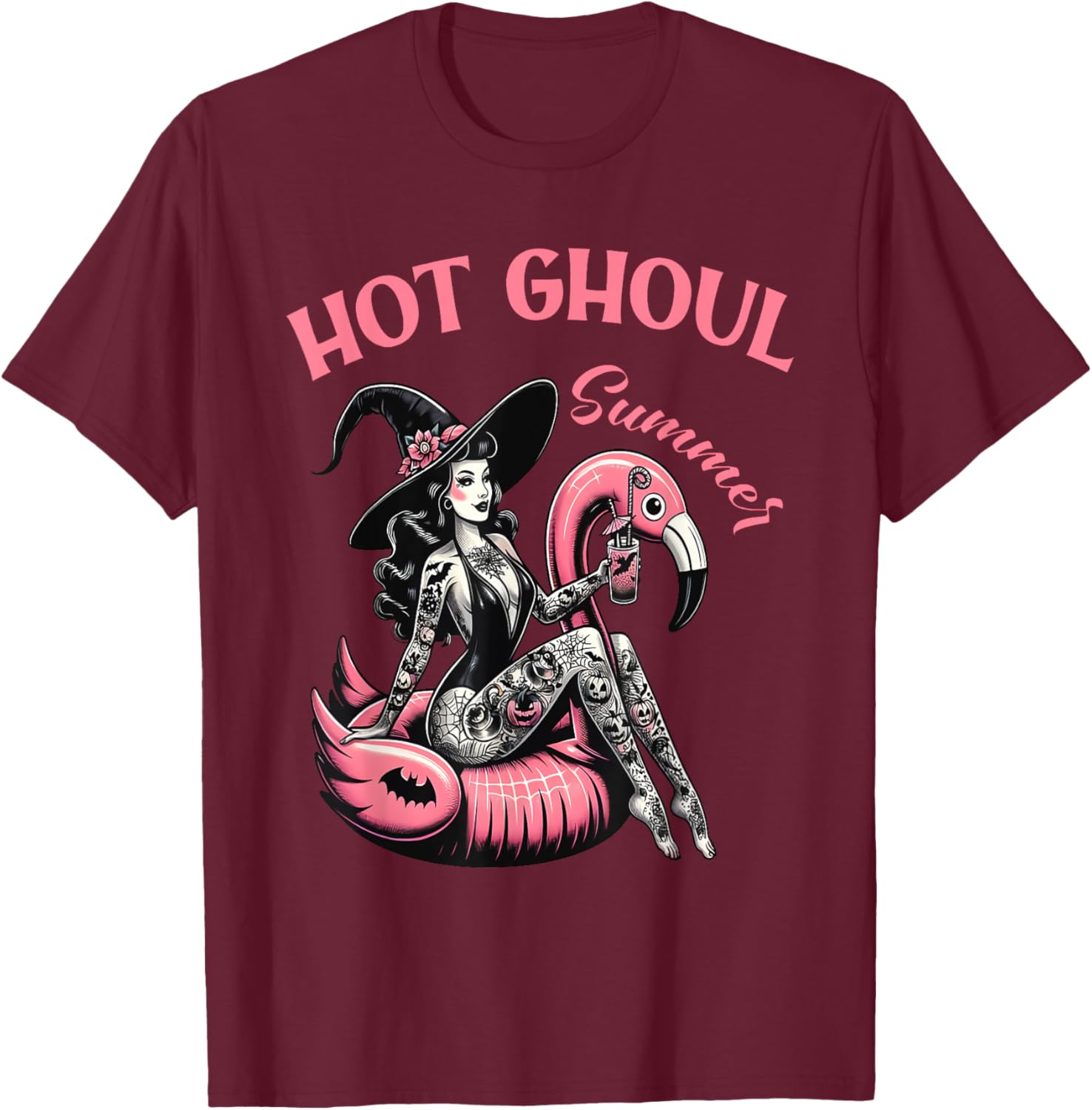 Women Funny Halloween Hot Ghoul Summer Summerween T-Shirt - T-Shirt | Maroon