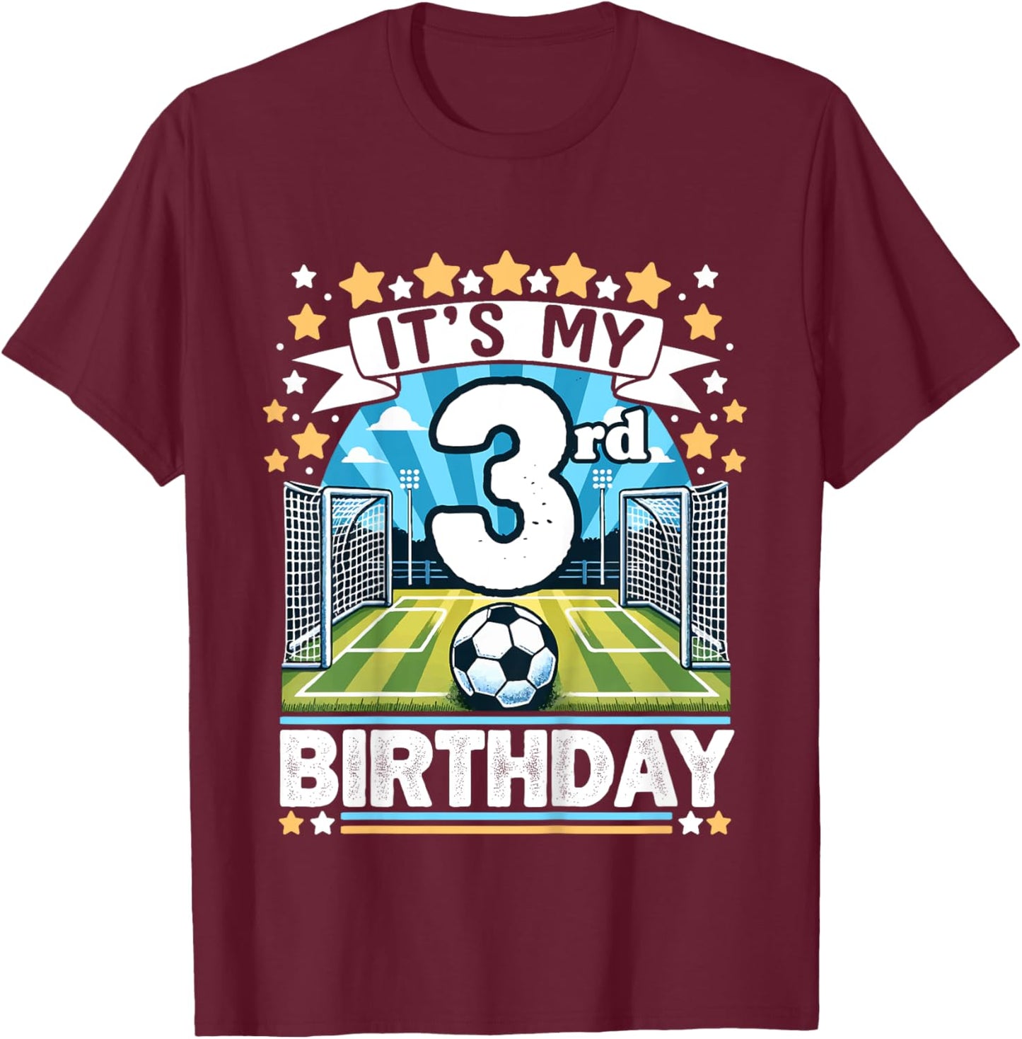 Kids It's My 3rd Birthday Soccer Football 3 Years Old Boy Player T-Shirt - T-Shirt | Maroon