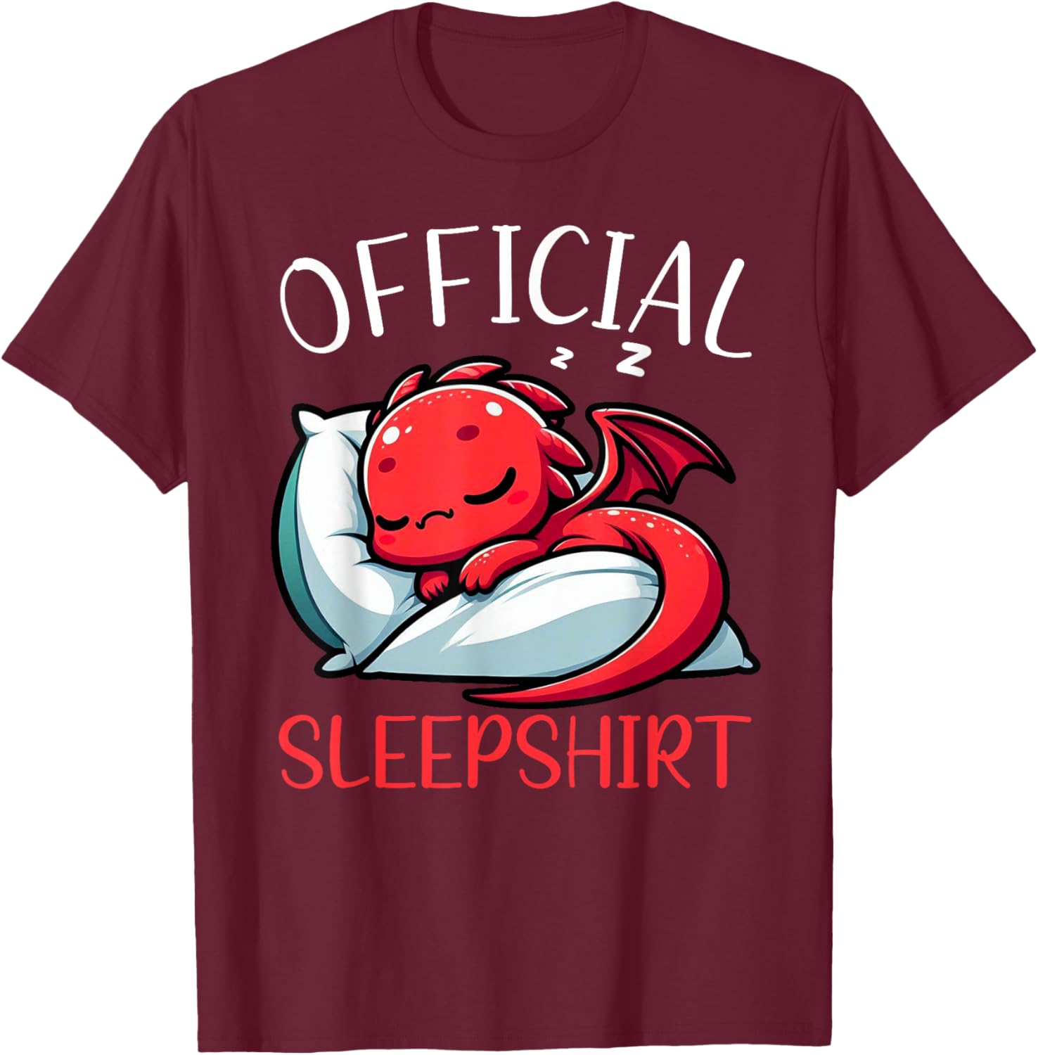 Official Sleepshirt Dragon Cute Lazy Sleepyhead Nightcap T-Shirt - T-Shirt | Maroon