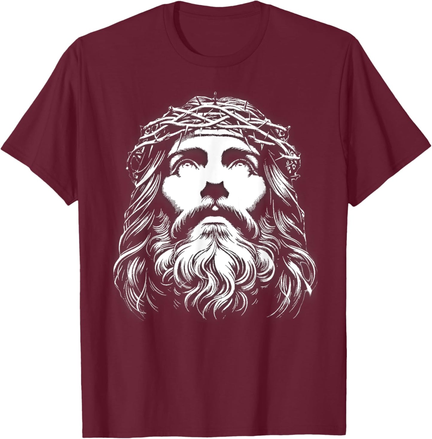 Face of Jesus Catholic T-Shirt - T-Shirt | Maroon