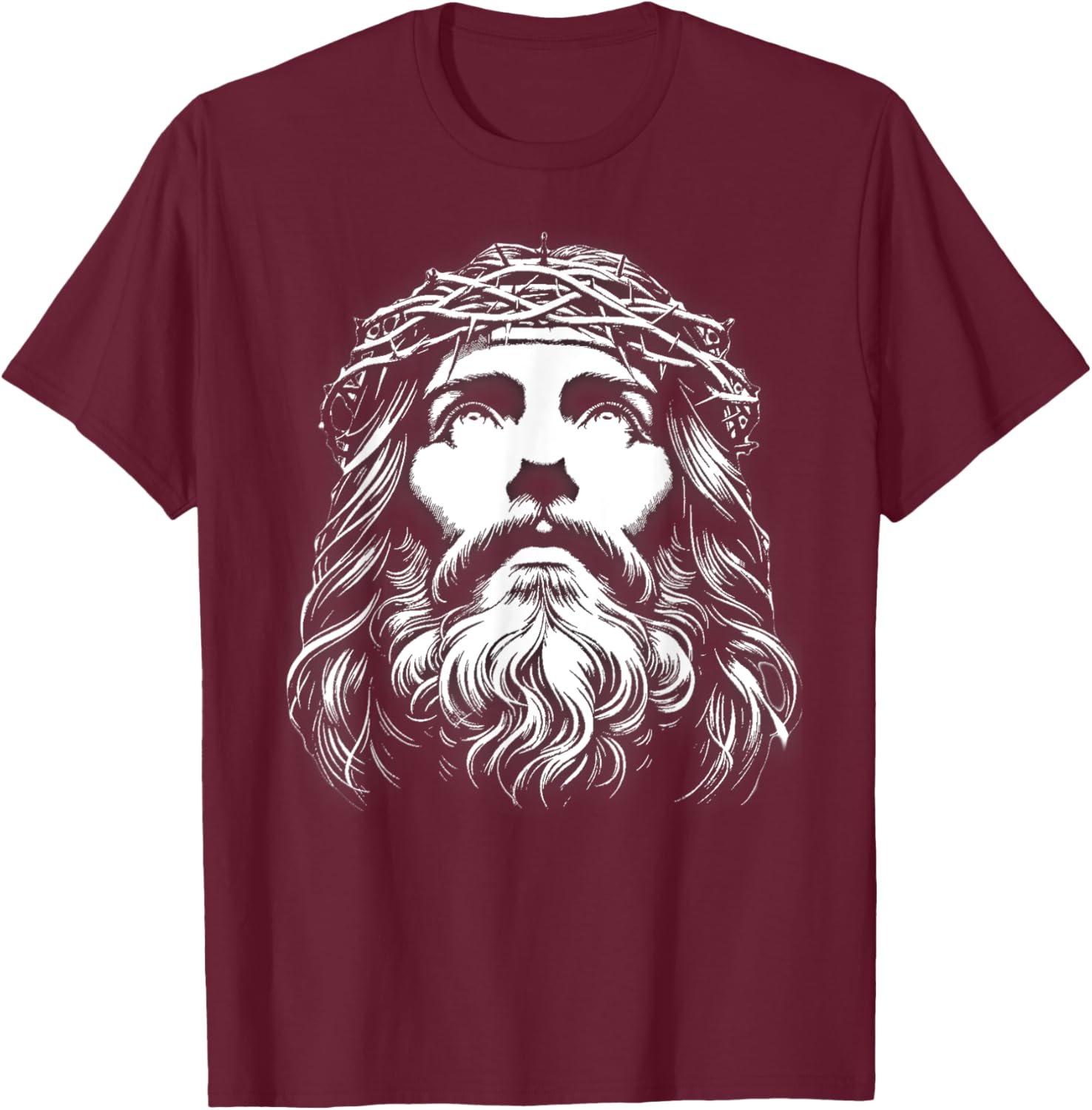 Face of Jesus Catholic T-Shirt - T-Shirt | Maroon