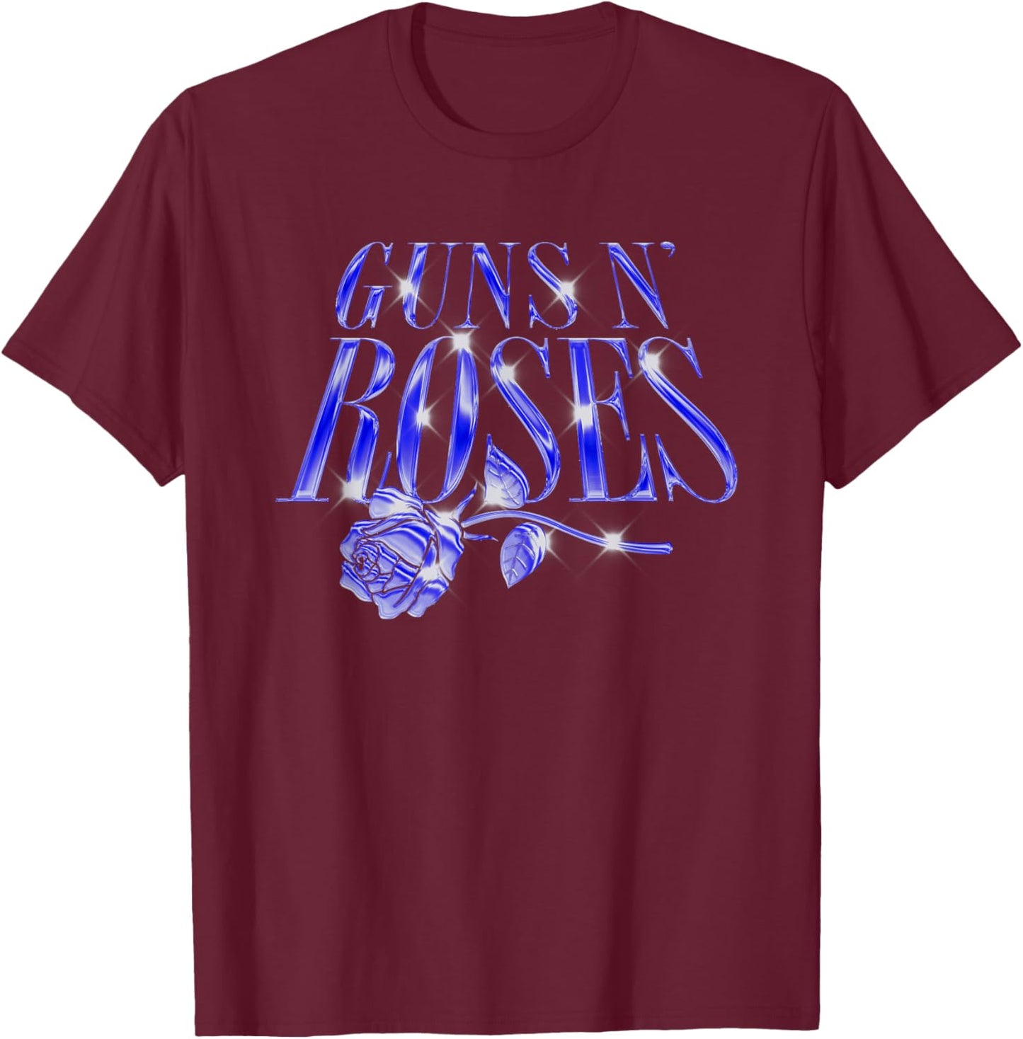 Official Guns N' Roses Chrome Logo T-Shirt - T-Shirt | Maroon