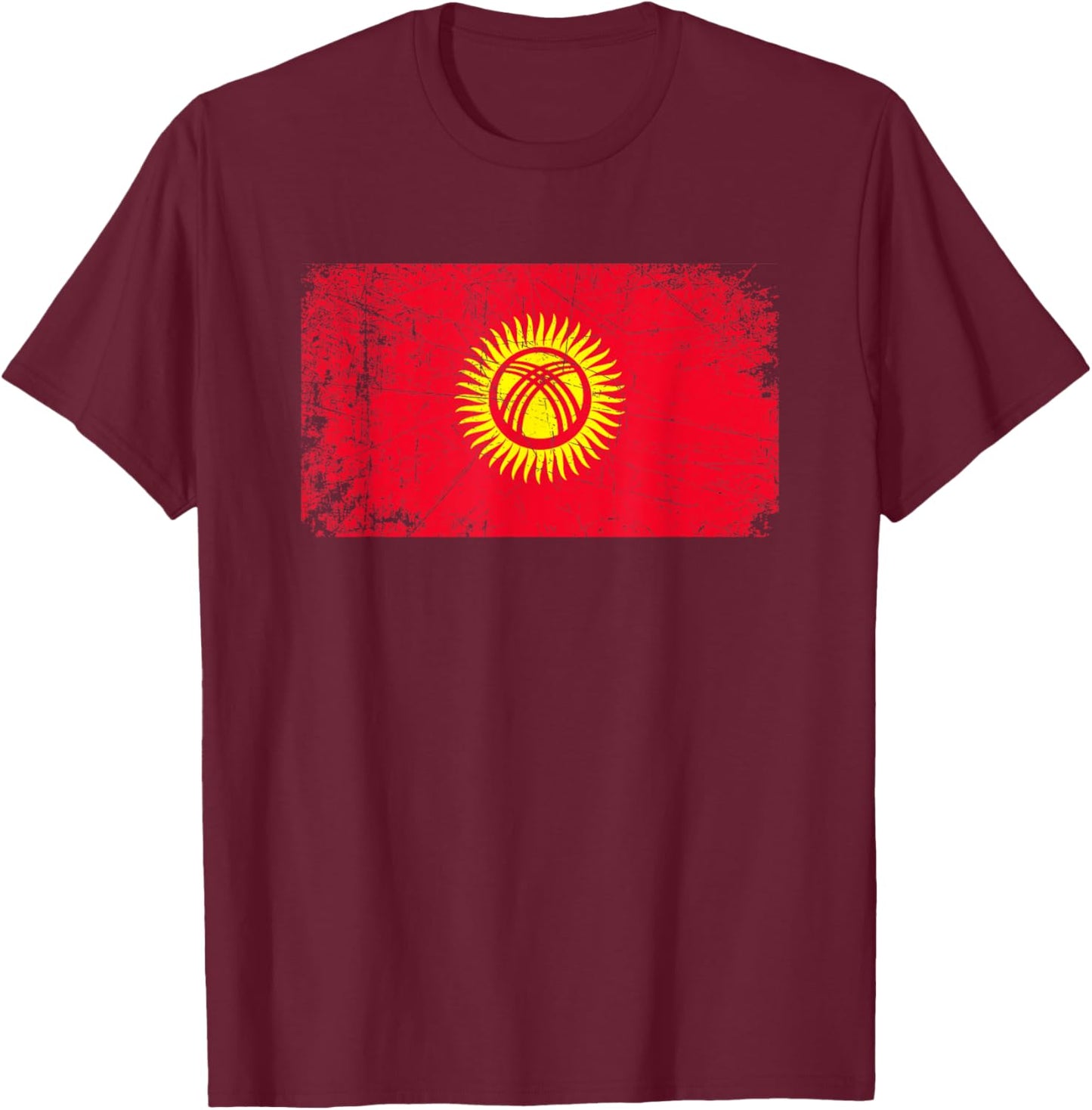 Vintage Made In KYRGYZSTAN KYRGYZ Flag Gift T-Shirt - T-Shirt | Maroon
