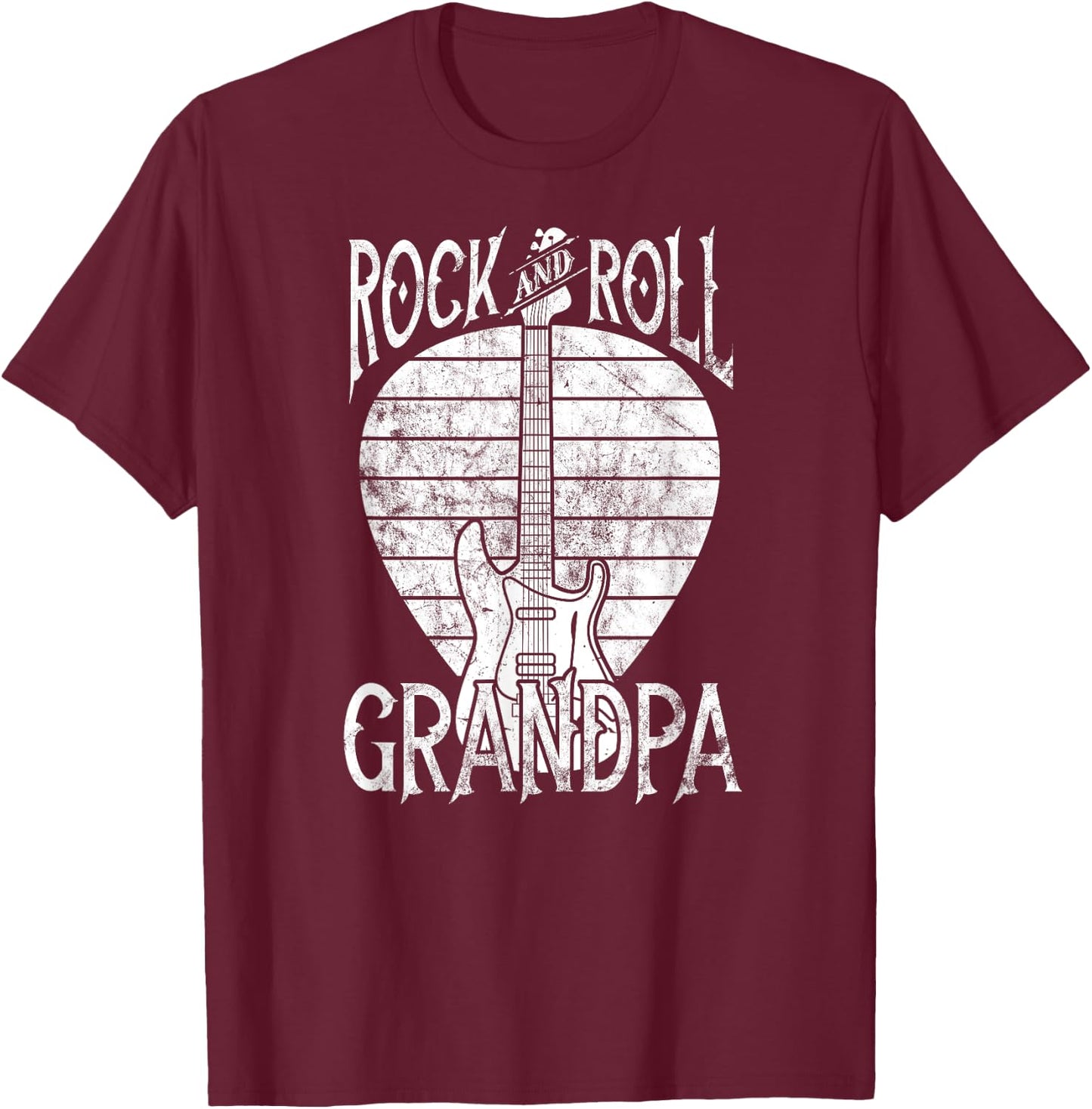 Rock n Roll Grandpa Vintage Guitar Player Gift T-Shirt - T-Shirt | Maroon