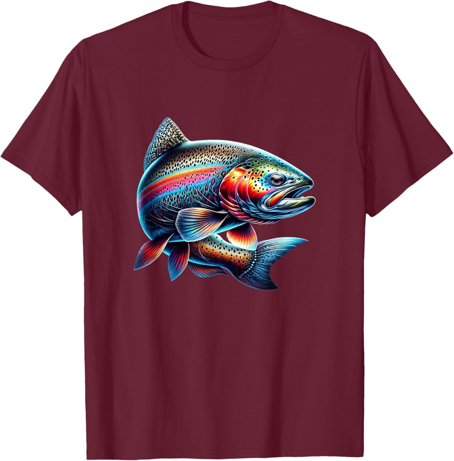 Rainbow Trout Fishing T-Shirt - T-Shirt | Maroon
