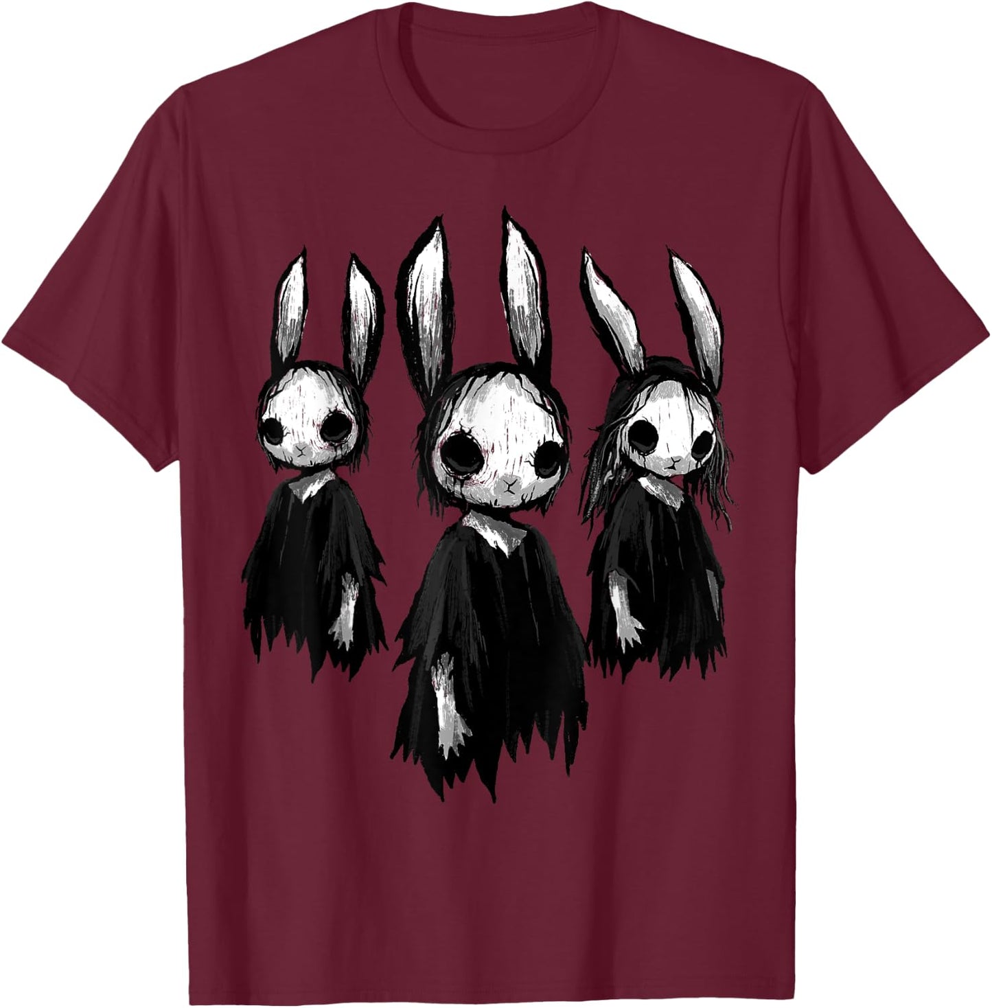 Gothic Shirt Creepy Bunny Goth Rabbit Evil Bunnies Weirdcore T-Shirt - T-Shirt | Maroon