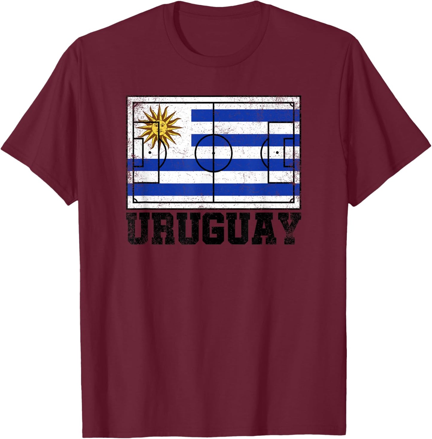 Uruguay Soccer Field Country Flag Uruguayan Pride T-Shirt - T-Shirt | Maroon