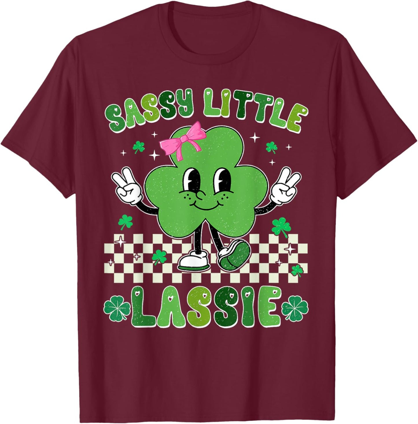 Retro St Patrick's Day Sassy Little Lassie Kid Girls Toddler T-Shirt - T-Shirt | Maroon