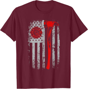American Flag Firefighter For Fireman Patriotic Fire Fighter T-Shirt - T-Shirt | Maroon