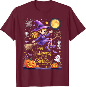 Happy Halloween And Yes It's My Birthday T-Shirt - T-Shirt | Maroon