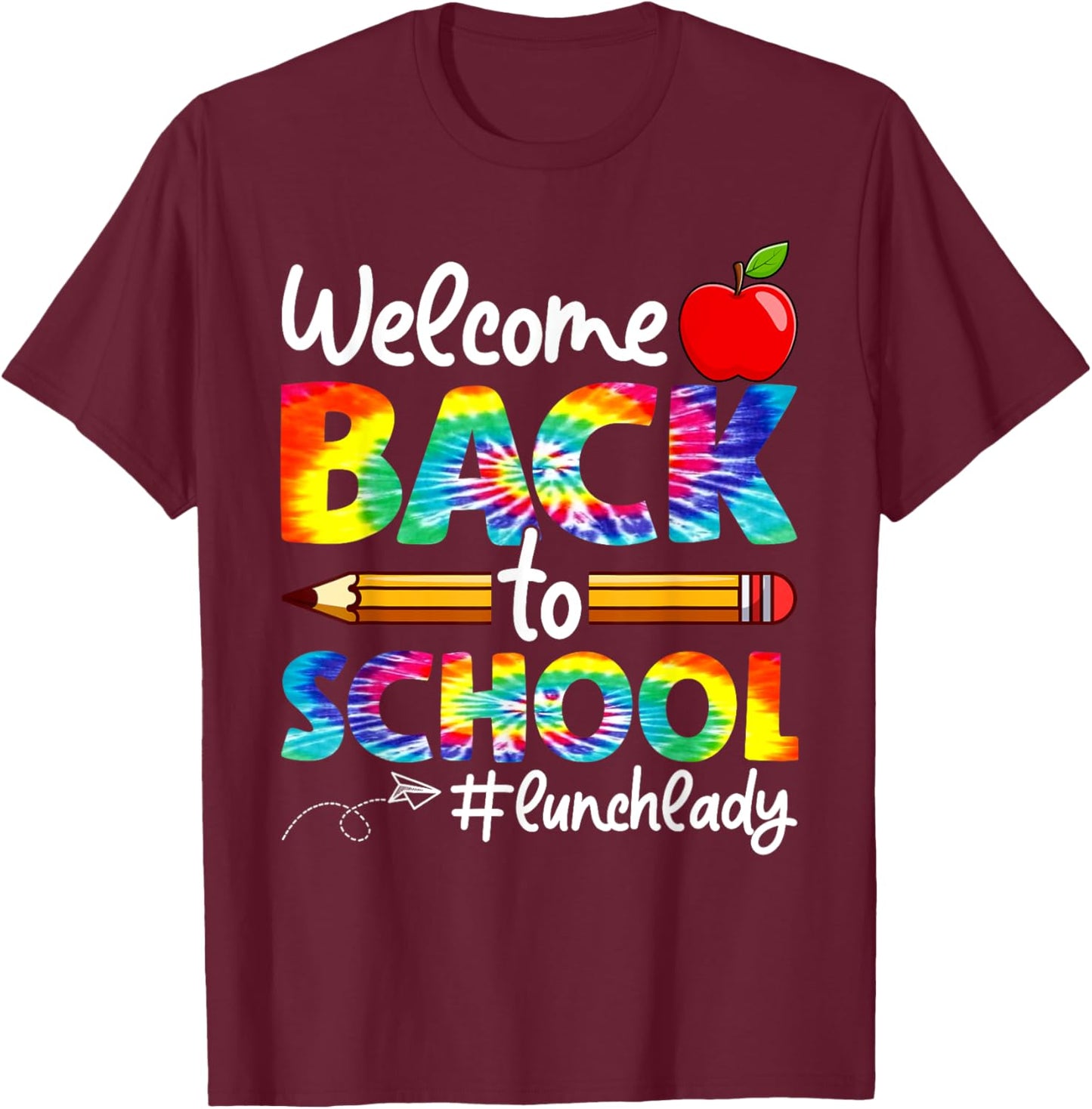 Welcome Back To School Lunch Lady Cafeteria Tie Dye Leopard T-Shirt - T-Shirt | Maroon