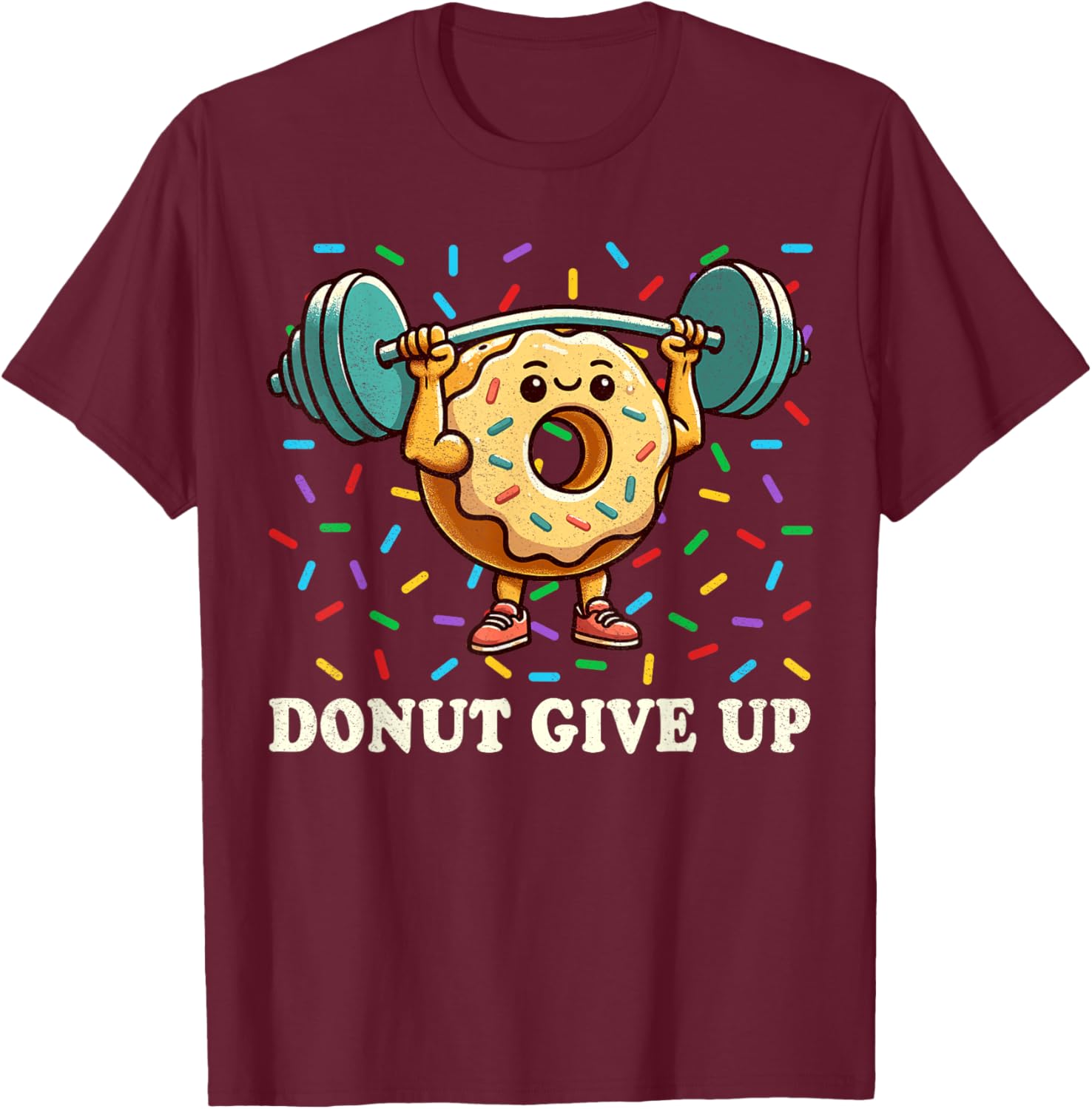 Weightlifting - Funny Fitness Workout Gym Donut Lover T-Shirt - T-Shirt | Maroon