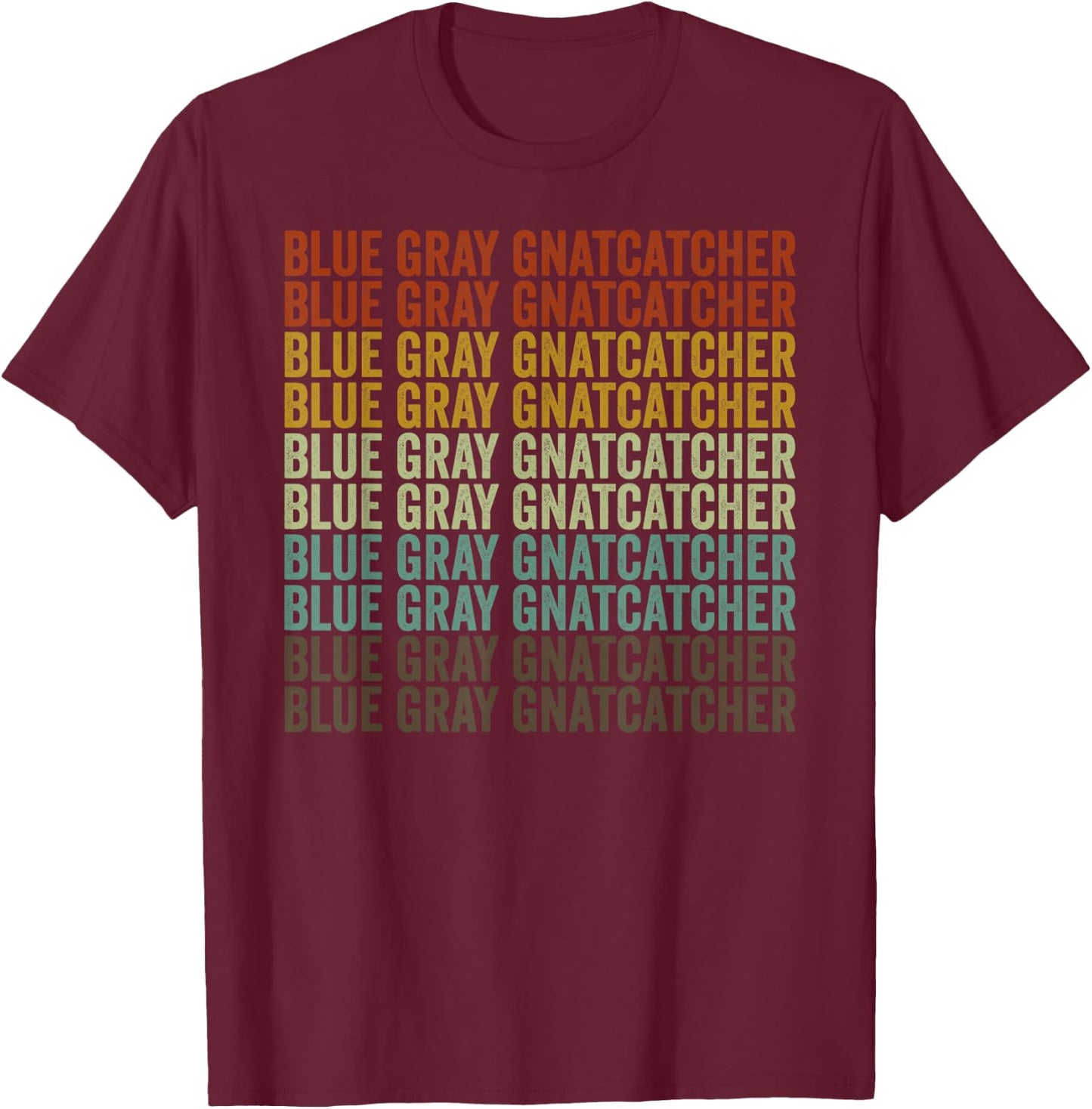 Blue Gray Gnatcatcher Retro T-Shirt - T-Shirt | Maroon