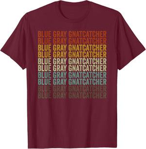 Blue Gray Gnatcatcher Retro T-Shirt - T-Shirt | Maroon