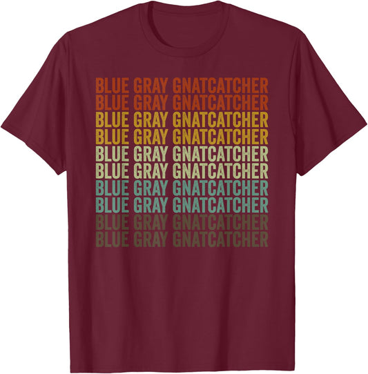 Blue Gray Gnatcatcher Retro T-Shirt - T-Shirt | Maroon