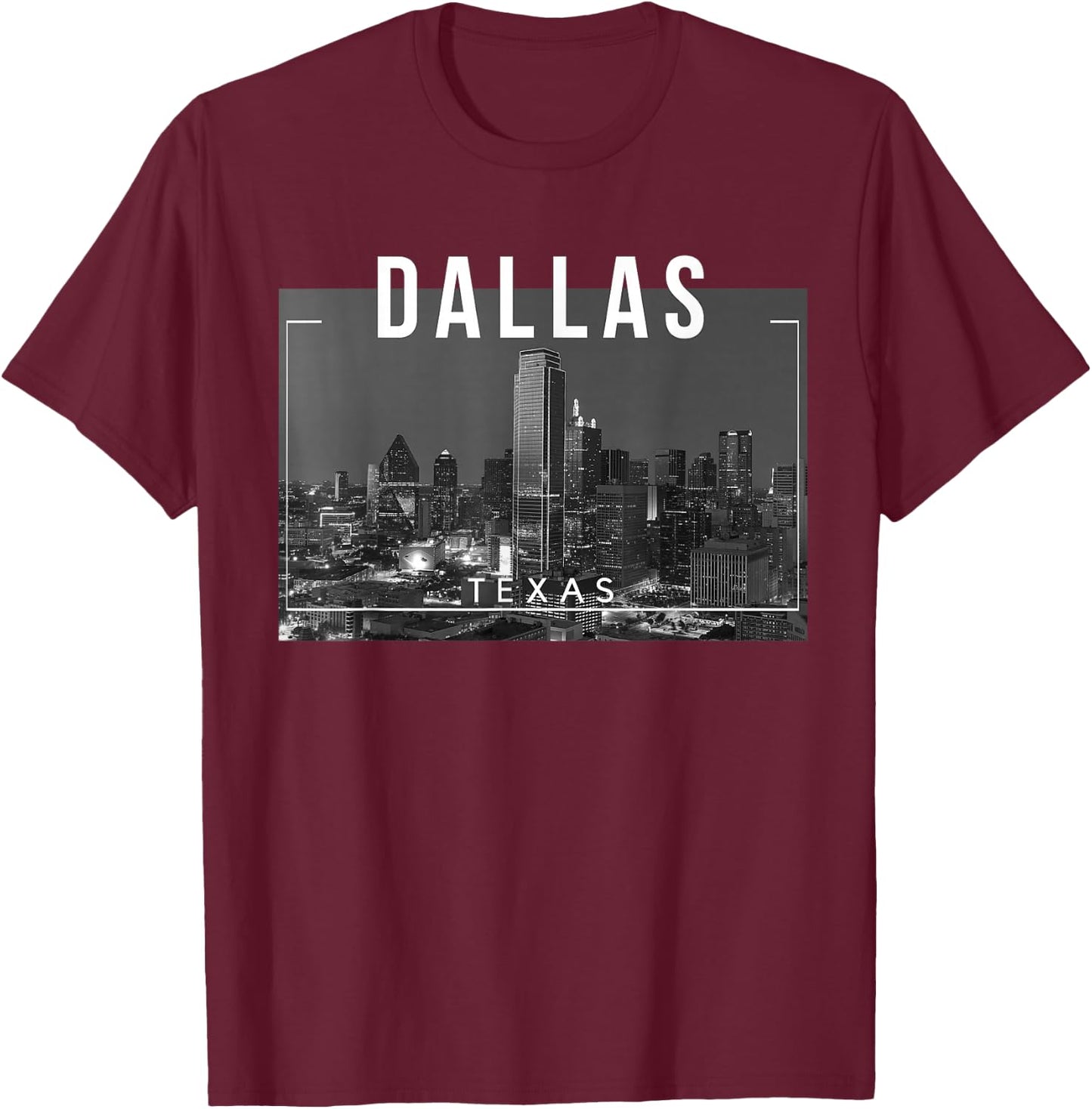 Dallas Texas Skyline, Big D, D-Town T-Shirt - T-Shirt | Maroon