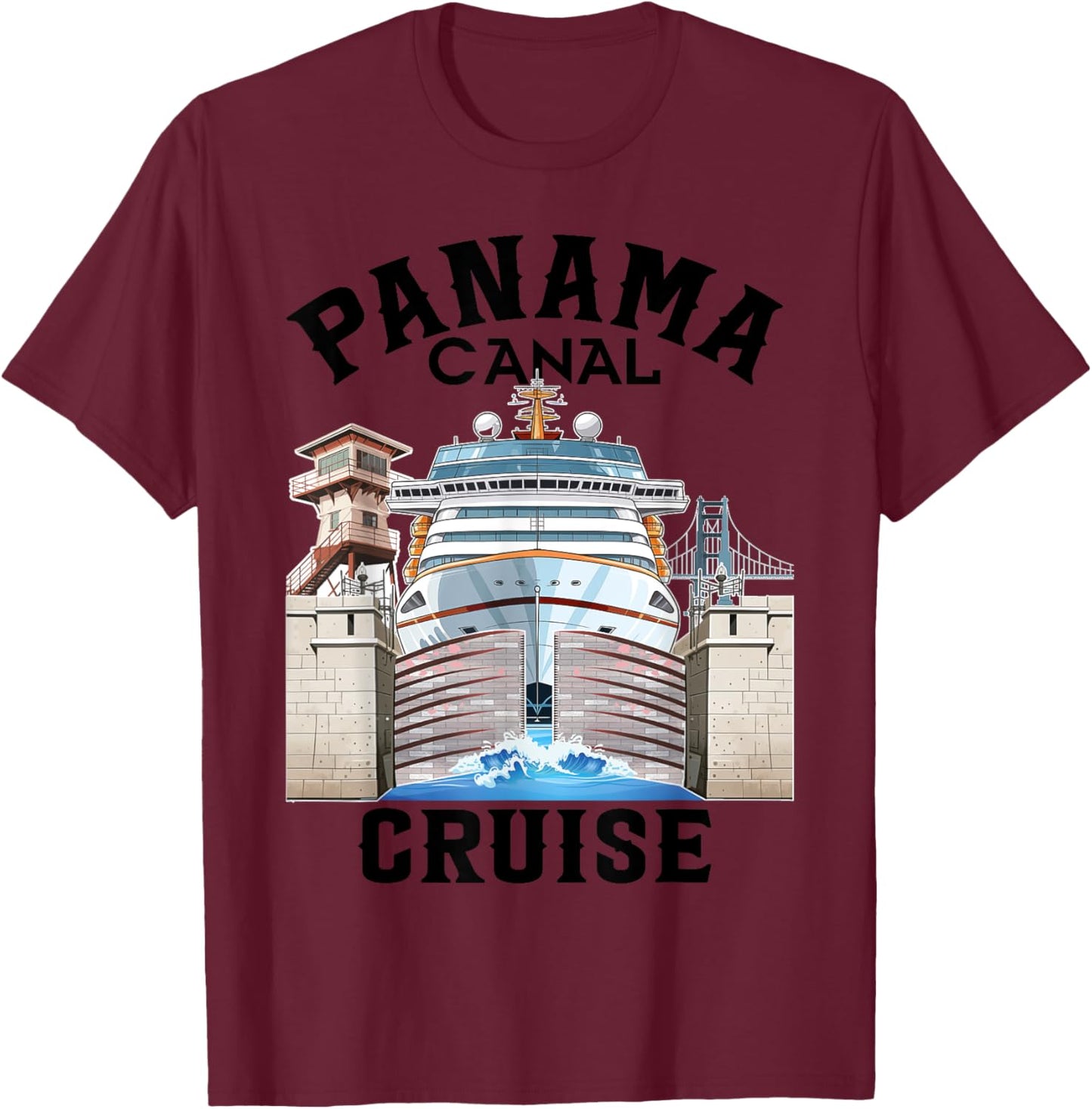 Panama Canal Transit Cruise Souvenir Commemorative Keepsake T-Shirt - T-Shirt | Maroon