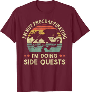 I'm Not Procrastinating I'm Doing Side Quests Retro Vintage T-Shirt - T-Shirt | Maroon