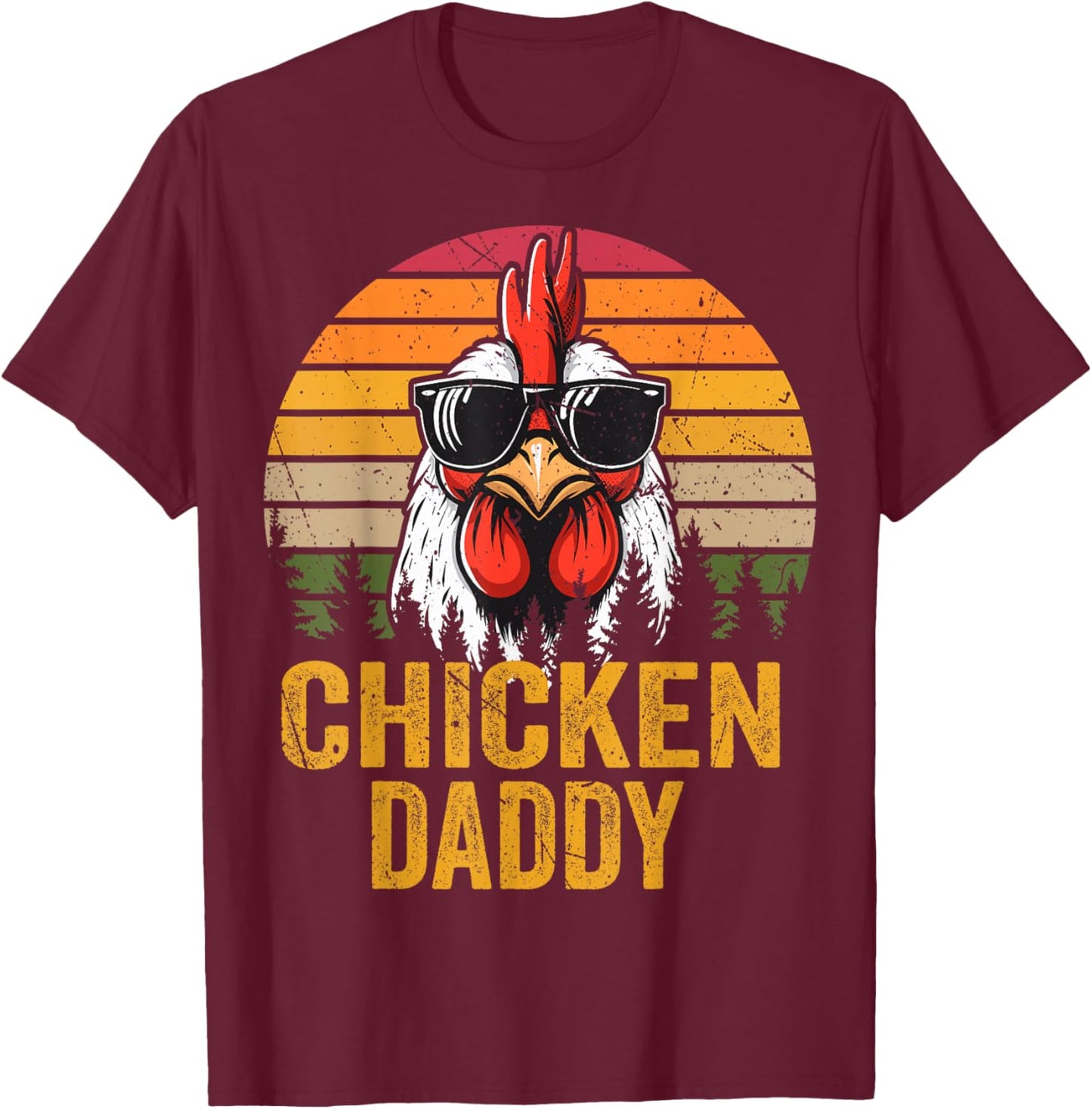 Chicken Daddy Vintage Rooster For Dad Farmer Fathers Day Men T-Shirt - T-Shirt | Maroon