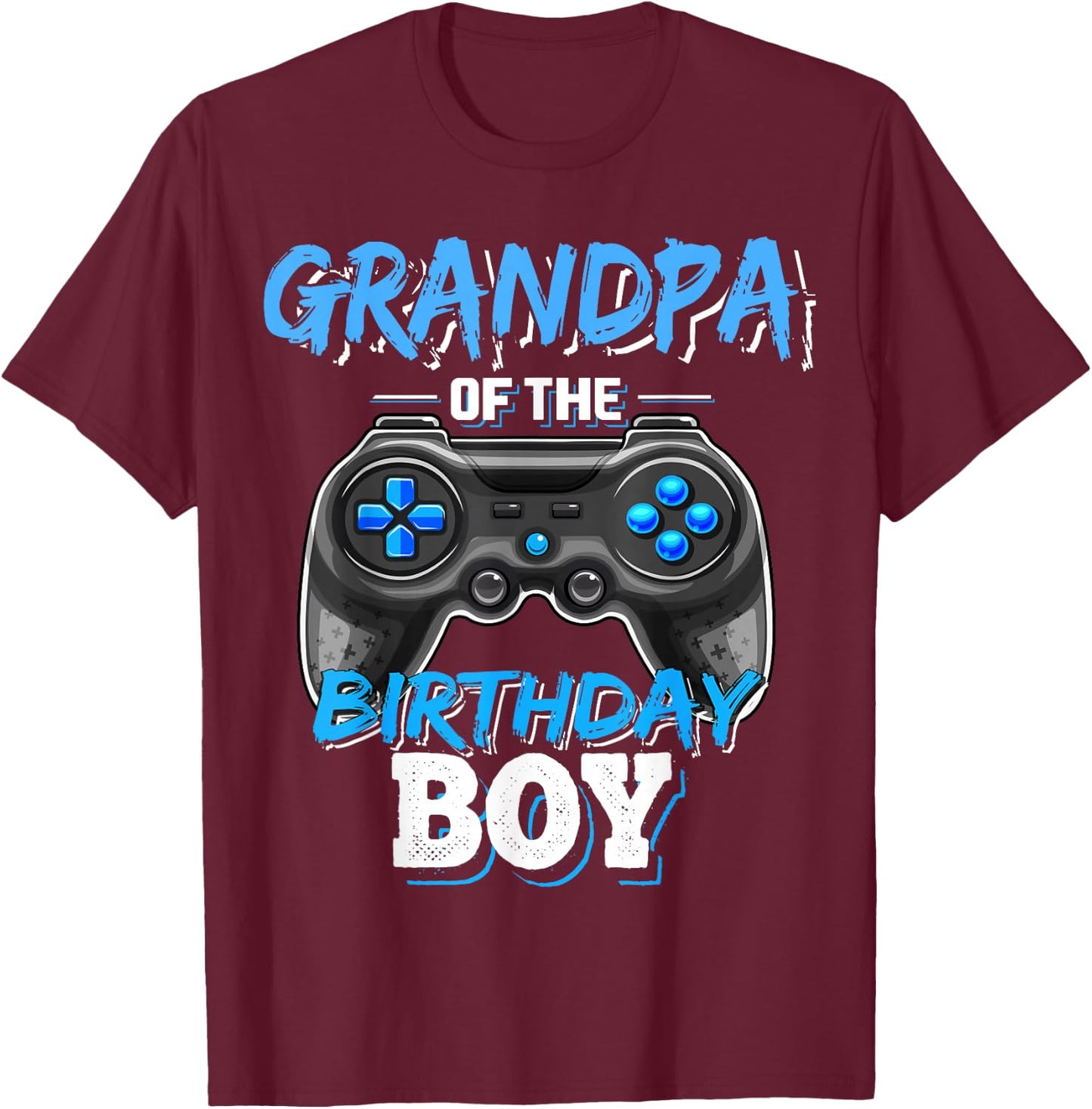 Grandpa of the Birthday Boy Matching Video Game Birthday T-Shirt - T-Shirt | Maroon