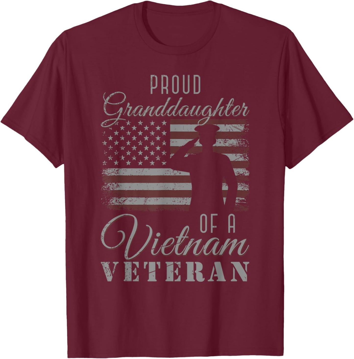 Proud Granddaughter US Flag 4th Of July Vietnam Veteran T-Shirt - T-Shirt | Maroon
