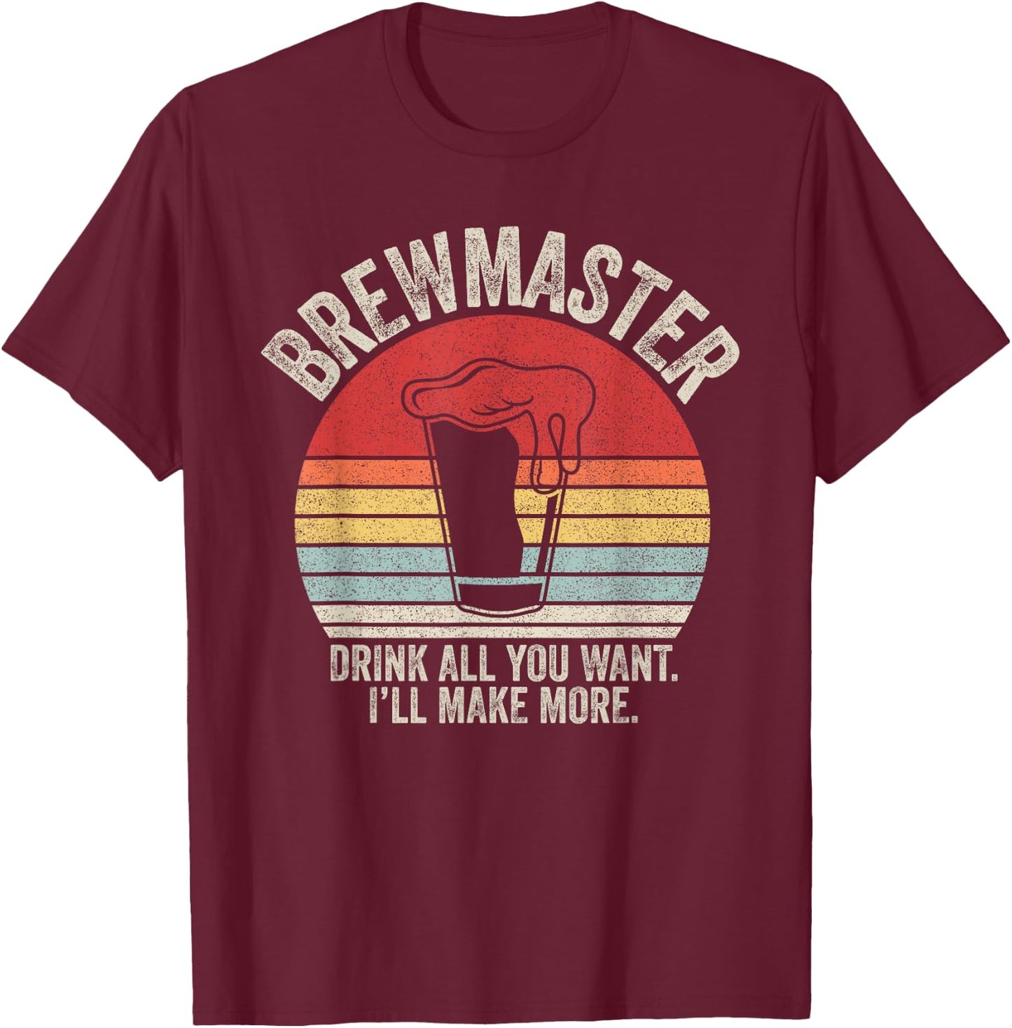 Vintage Retro Brewmaster Craft Beer Home Brewing Brewer Gift T-Shirt - T-Shirt | Maroon