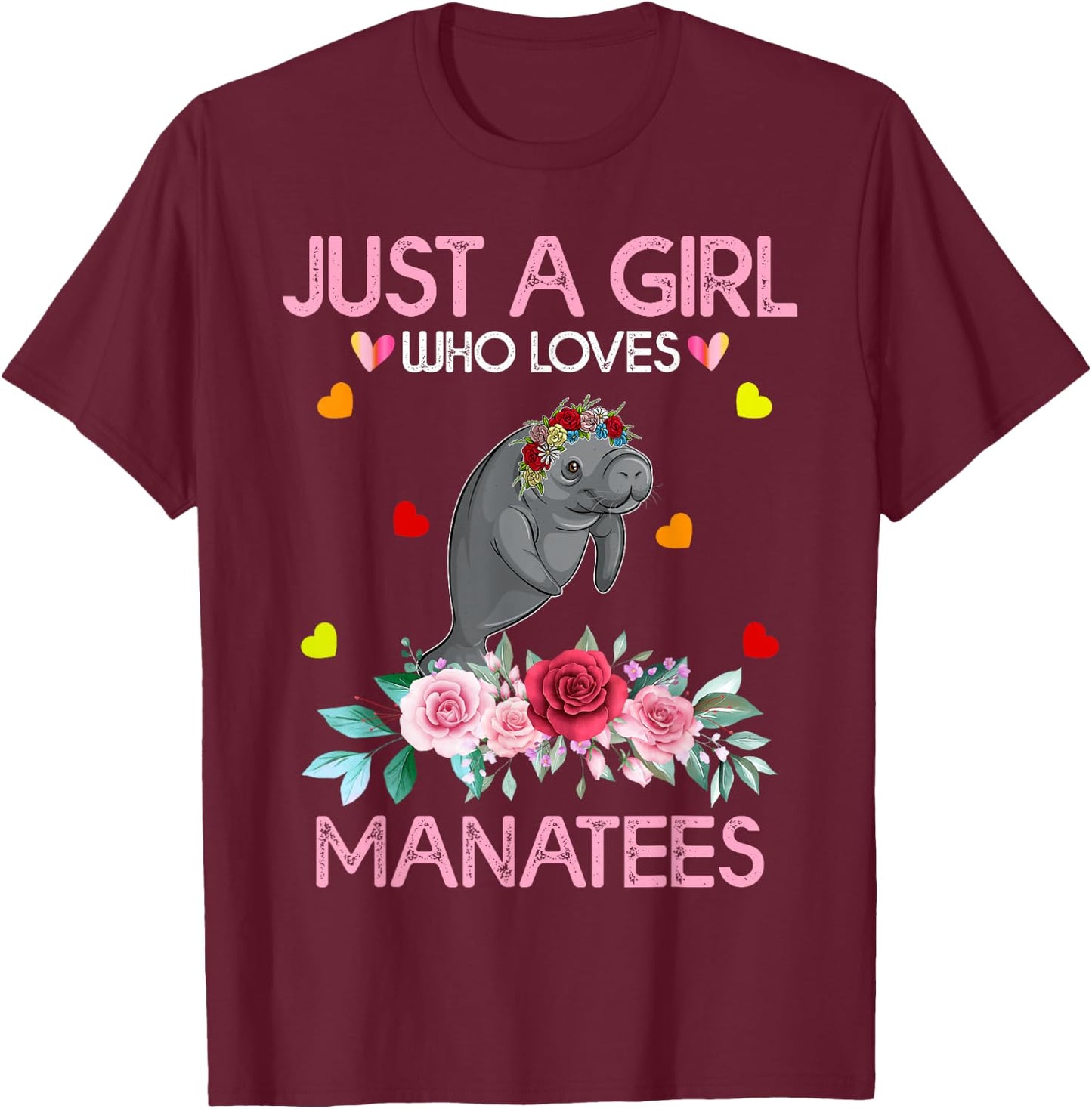 Manatee Kids Just A Girl Who Loves Manatees T-Shirt - T-Shirt | Maroon