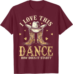 How Does This Dance Start Line Dancer Country T-Shirt - T-Shirt | Maroon