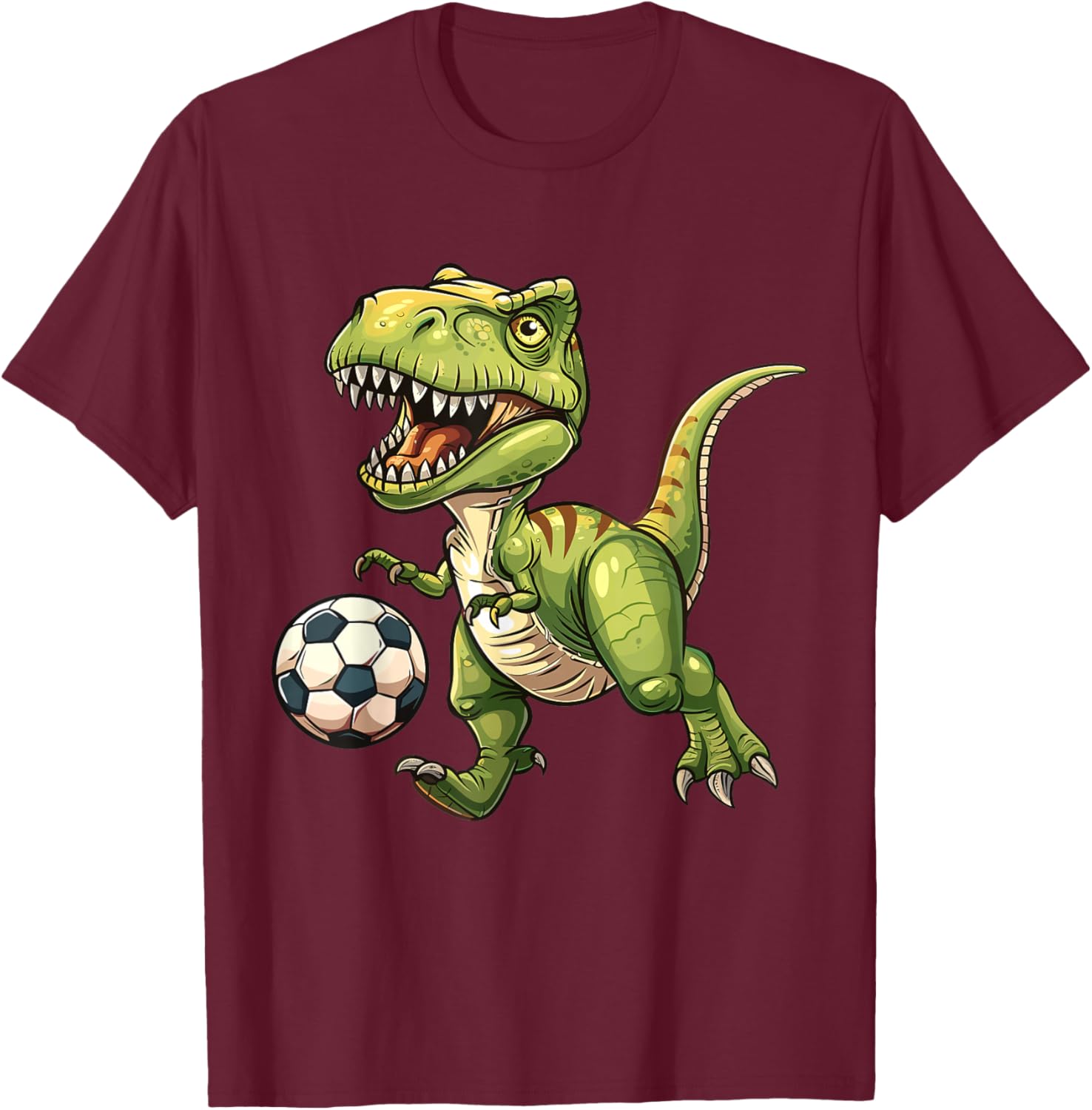 T-Rex playing soccer ball, soccer for kids T-Shirt - T-Shirt | Maroon