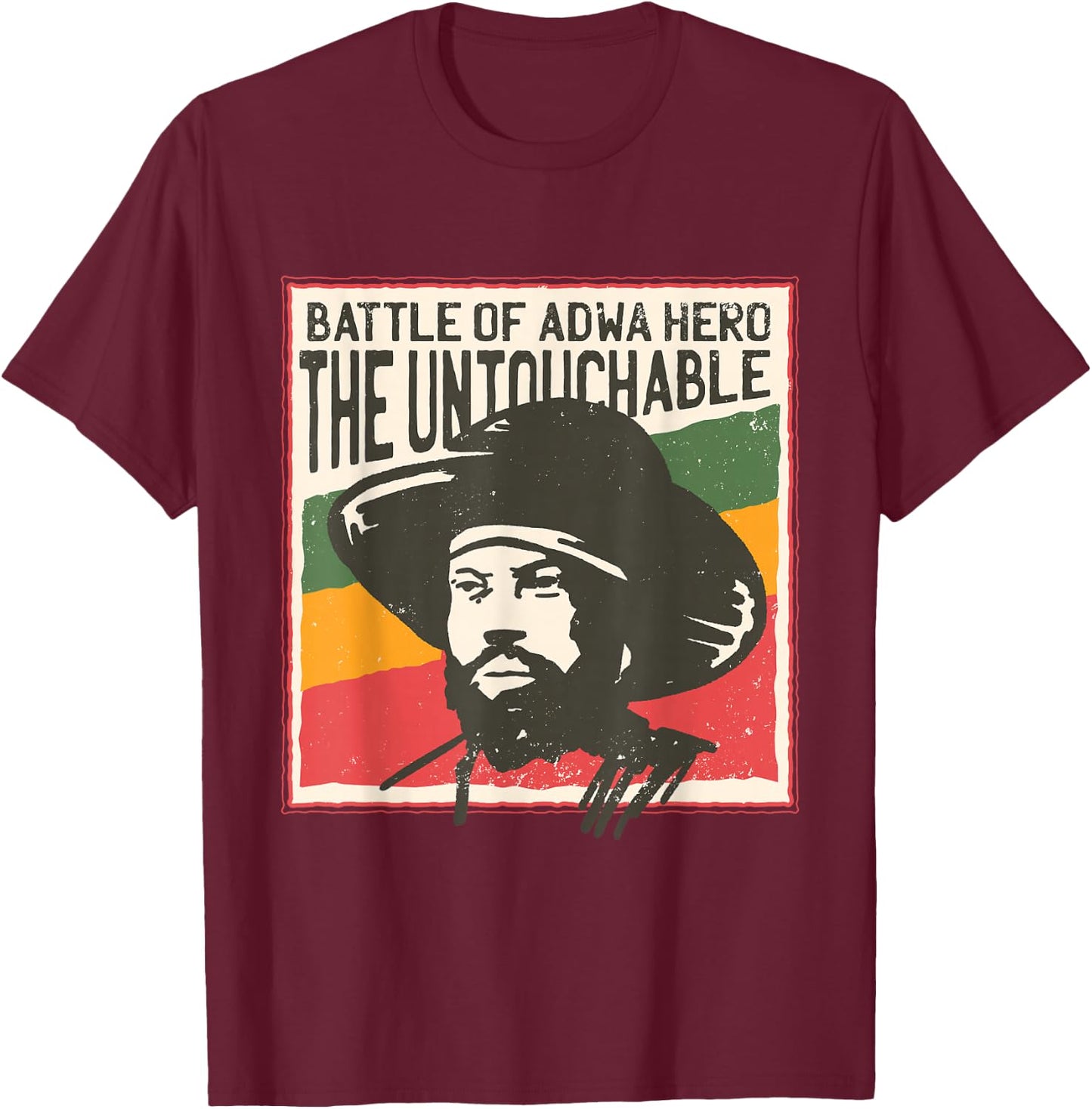 Menelik Emperor of Ethiopia T-Shirt - T-Shirt | Maroon