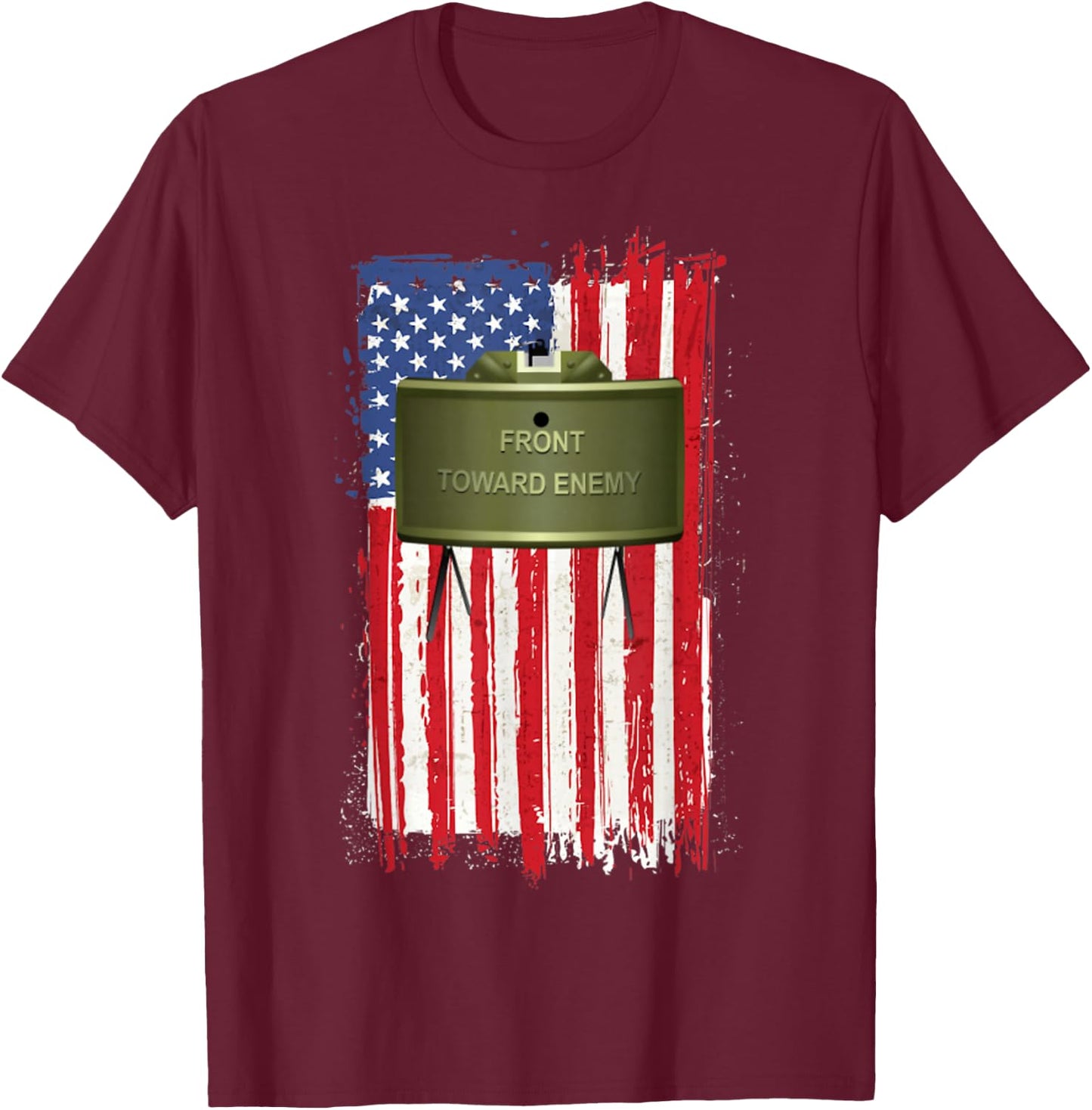 Claymore Mine American Flag T-Shirt - T-Shirt | Maroon
