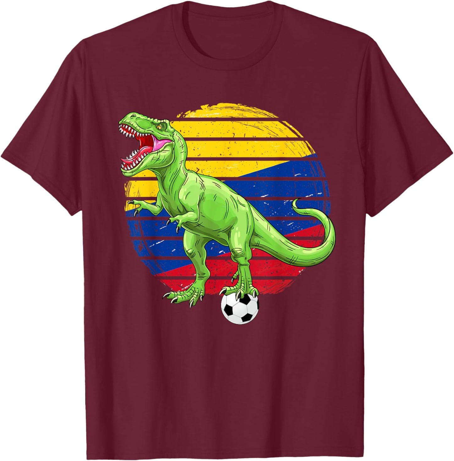 Soccer Dinosaur Trex Colombia Flag Boys Girls Toddler T-Shirt - T-Shirt | Maroon