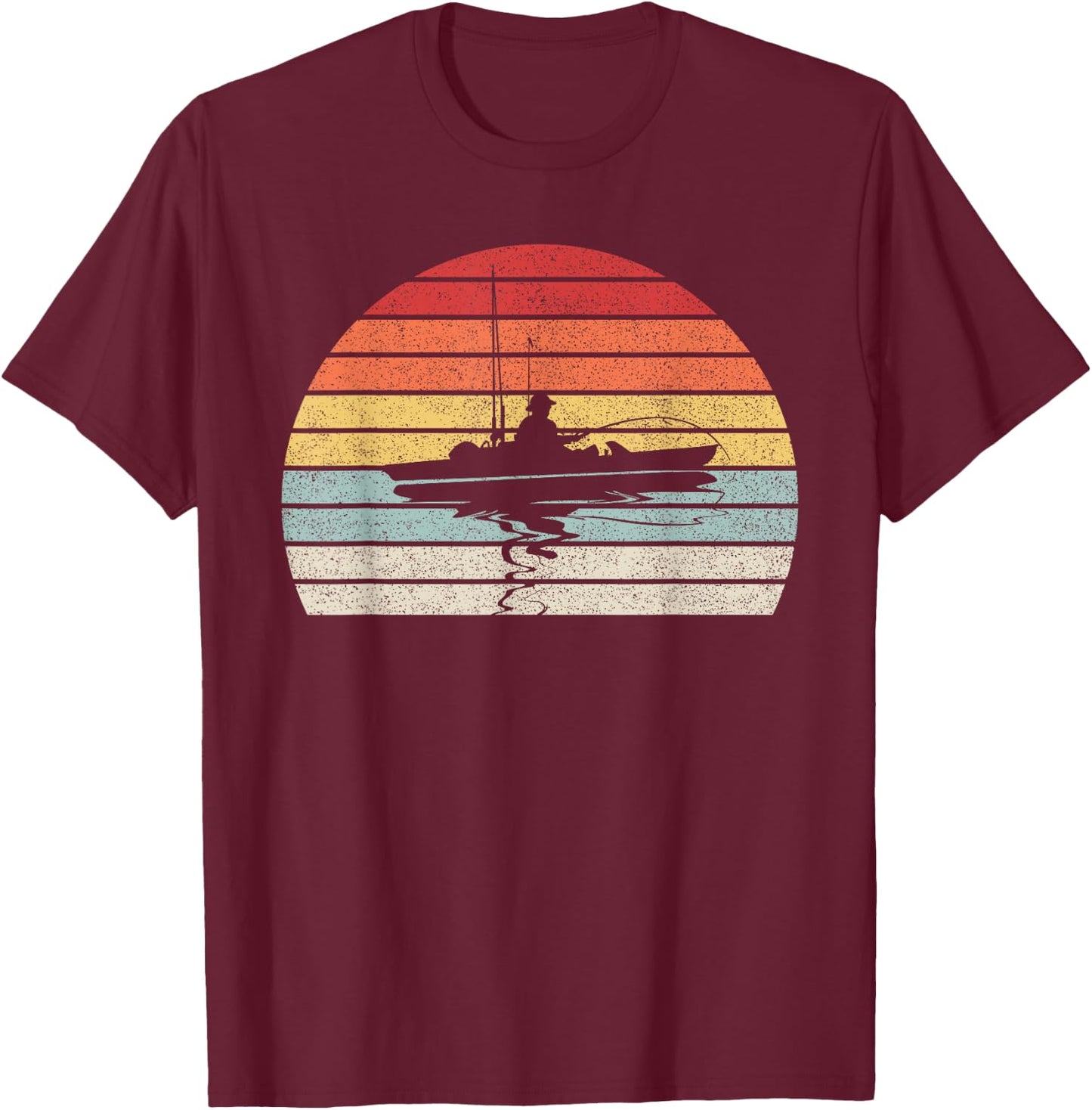 Vintage Retro Kayak Fishing Kayaking T-Shirt - T-Shirt | Maroon