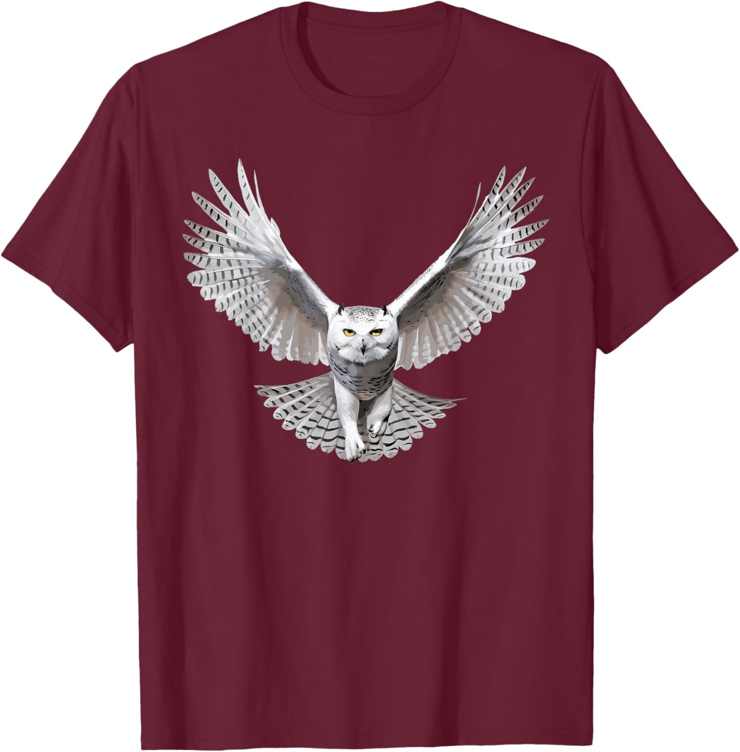 Snowy Owl Flying, Ornithology Snowy Owl T-Shirt - T-Shirt | Maroon