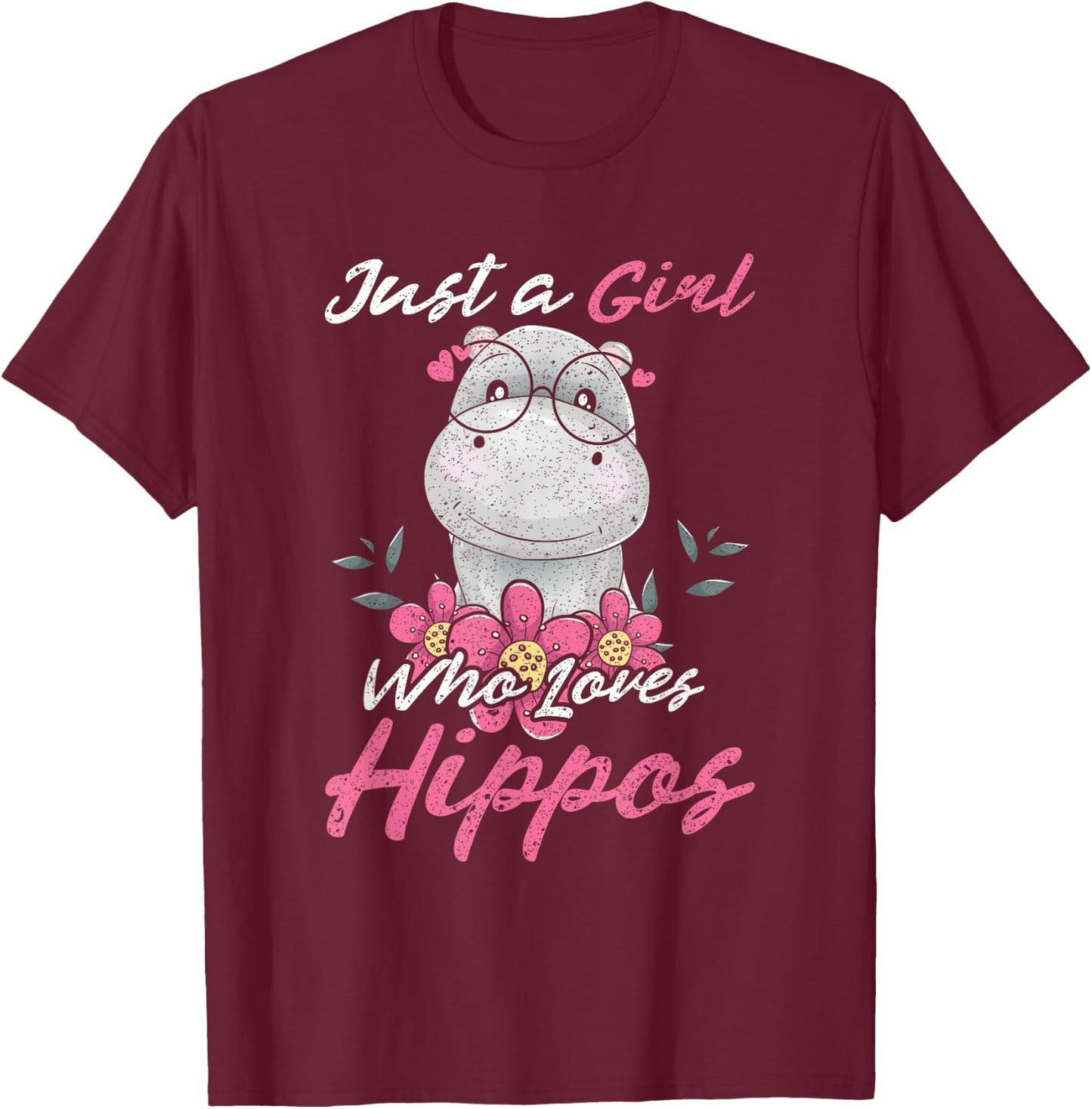 Just A Girl Who Loves Hippo T-Shirt - T-Shirt | Maroon