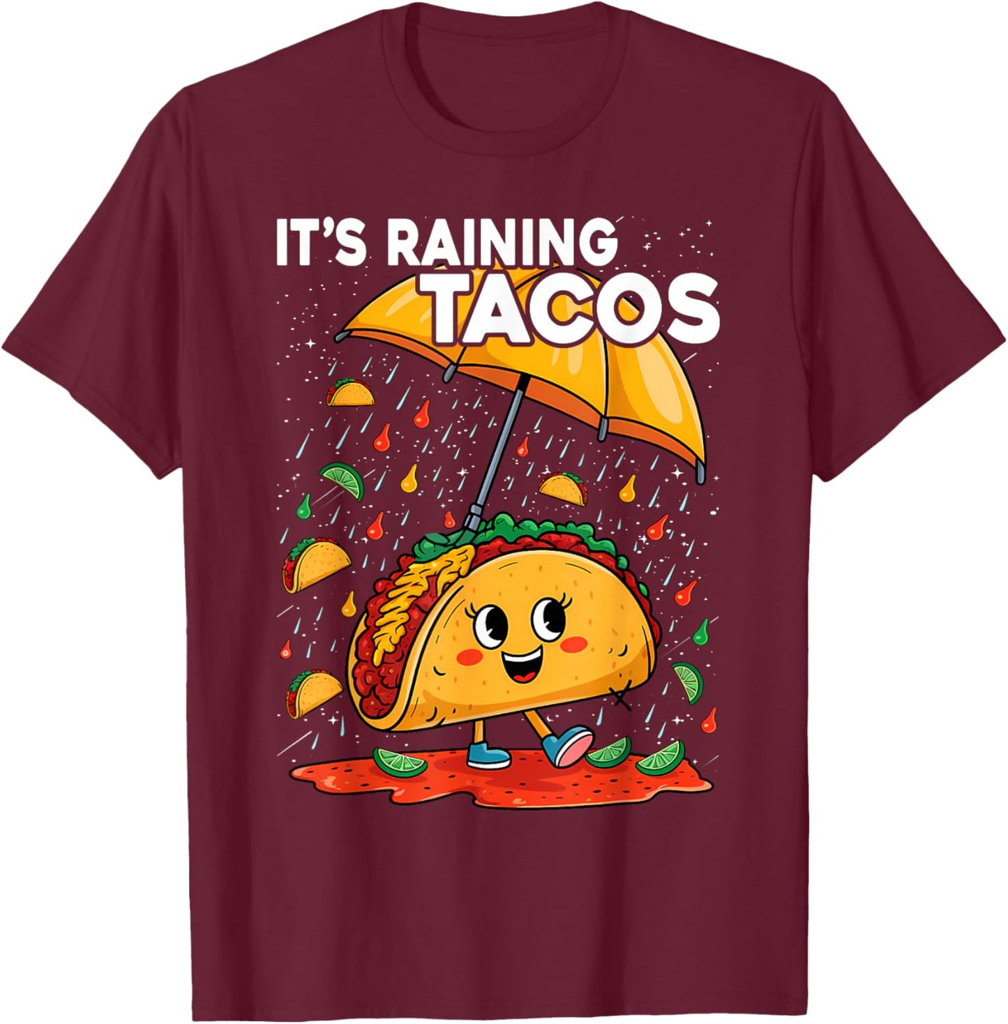 It is Raining Tacos Funny Taco Kids Girls Boys T-Shirt - T-Shirt | Maroon