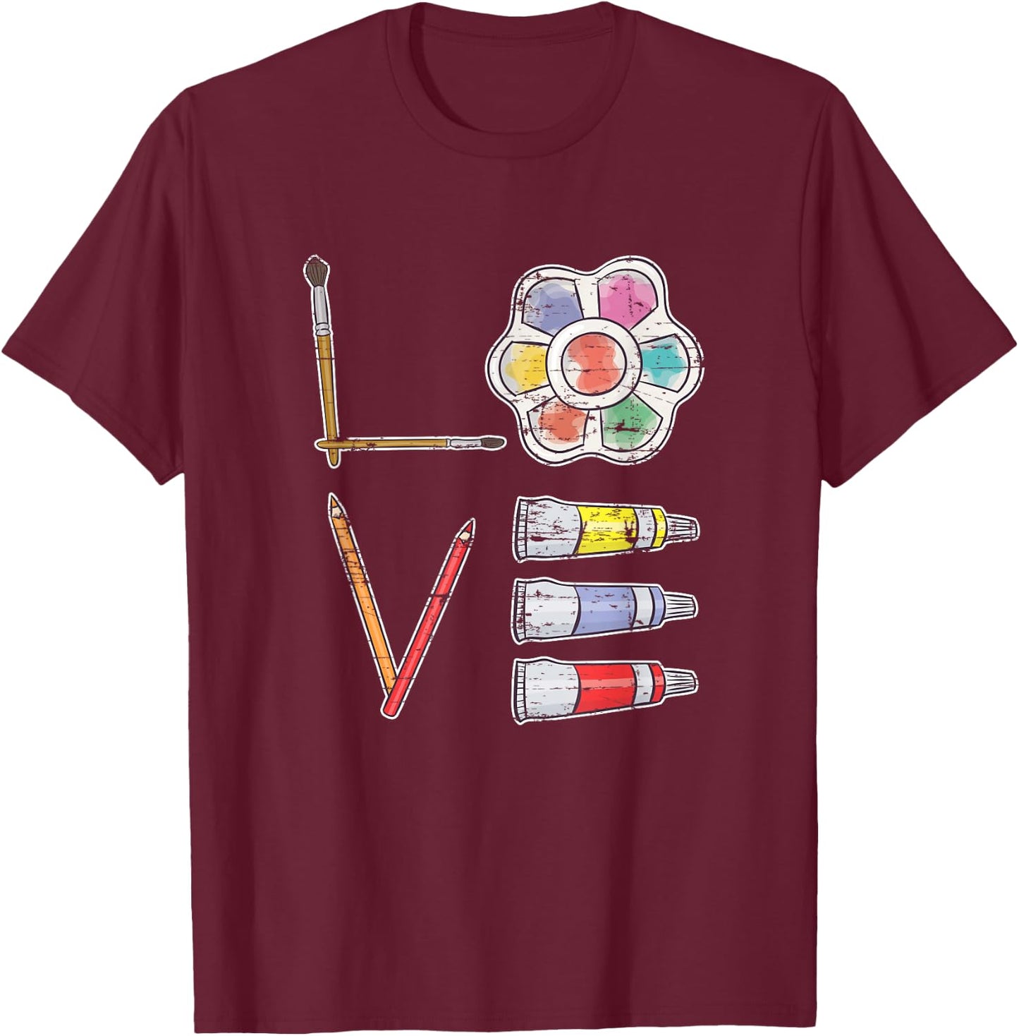 Painter Valentines Day Gift Painting Tools Drawing Artist T-Shirt - T-Shirt | Maroon
