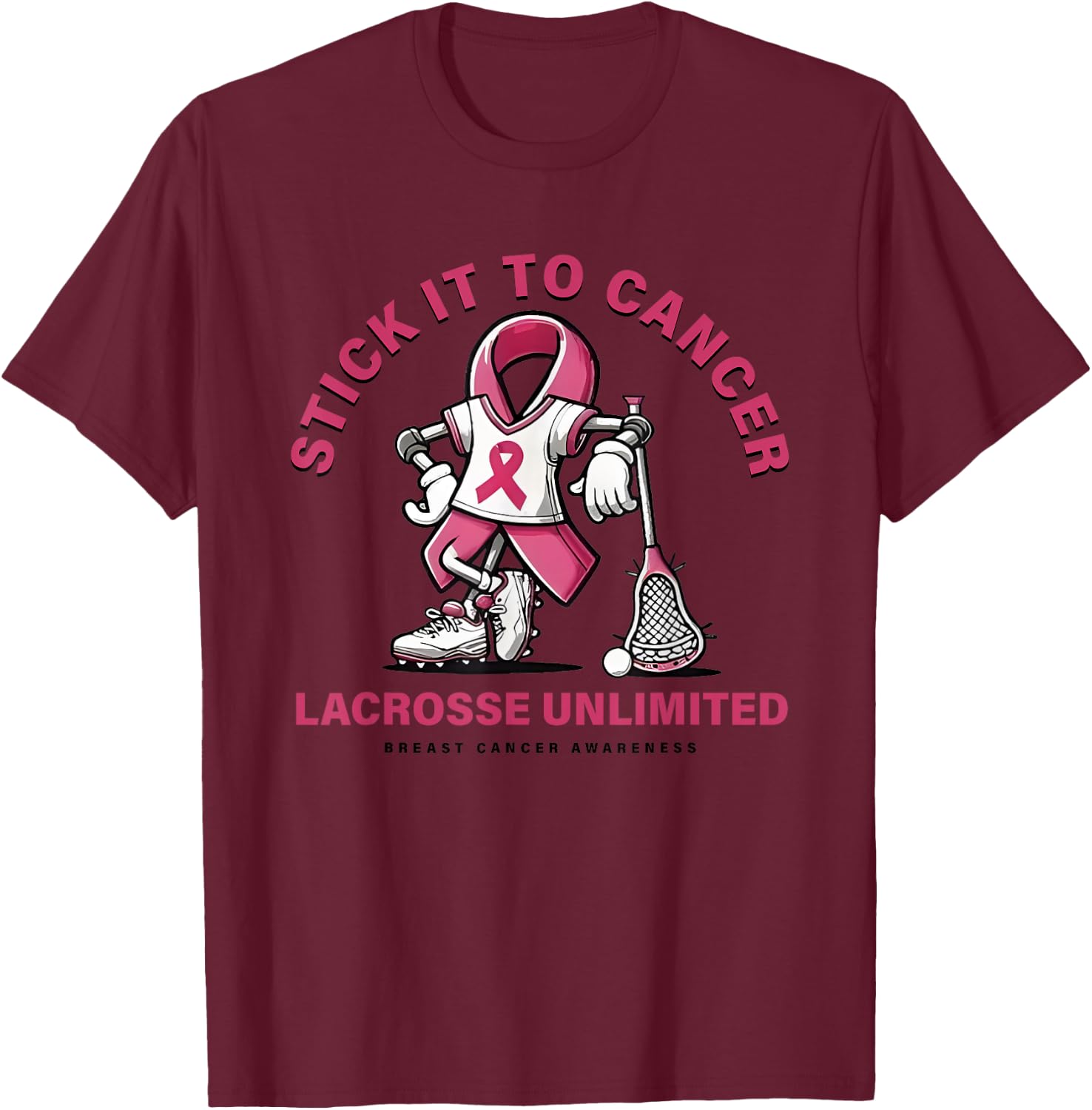 Stick It To Cancer Lacrosse Unlimited T-Shirt - T-Shirt | Maroon