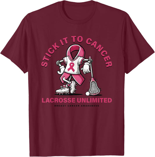 Stick It To Cancer Lacrosse Unlimited T-Shirt - T-Shirt | Maroon