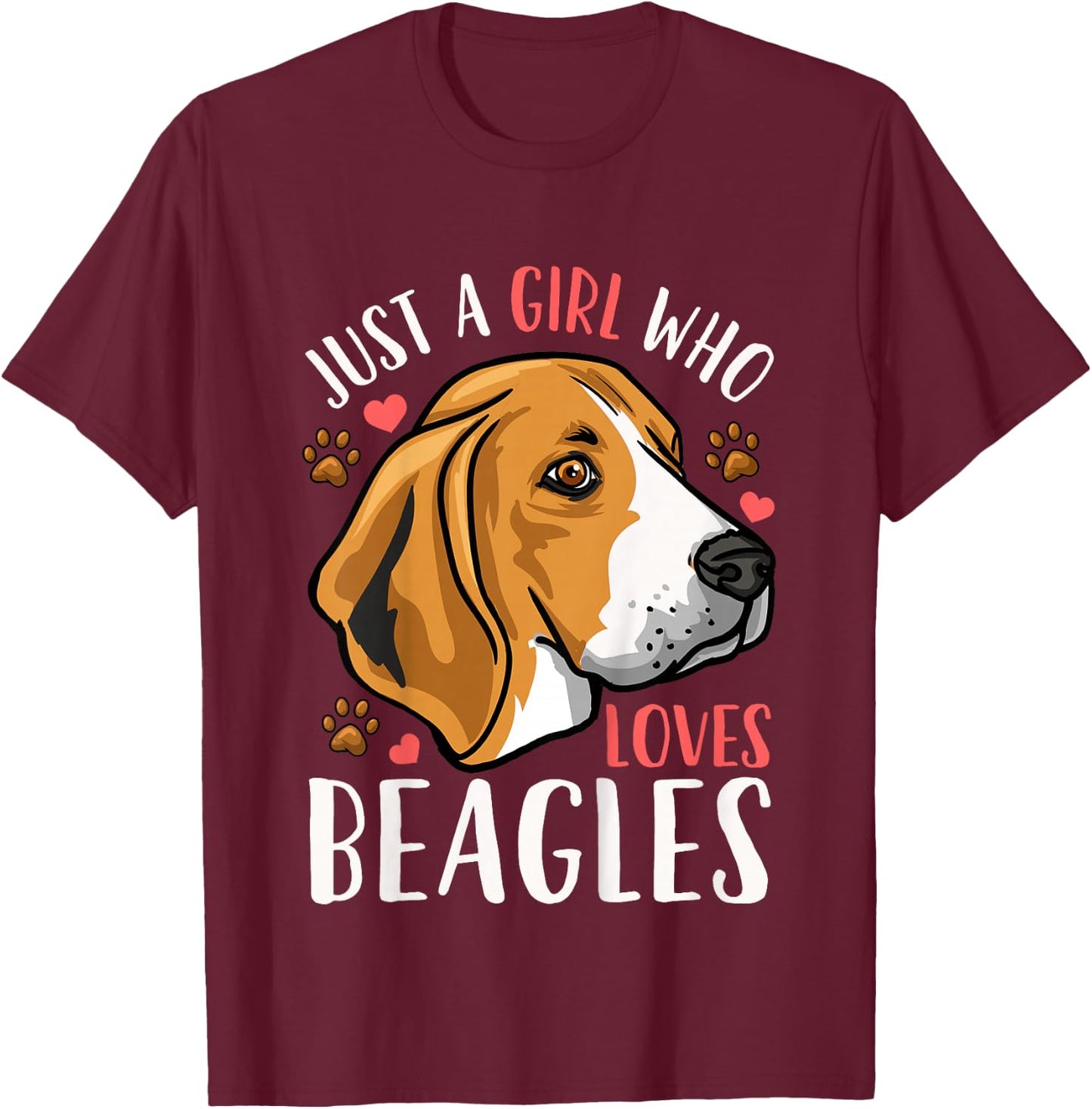Kids Beagle Just A Girl Who Loves Beagles Gift T-Shirt - T-Shirt | Maroon