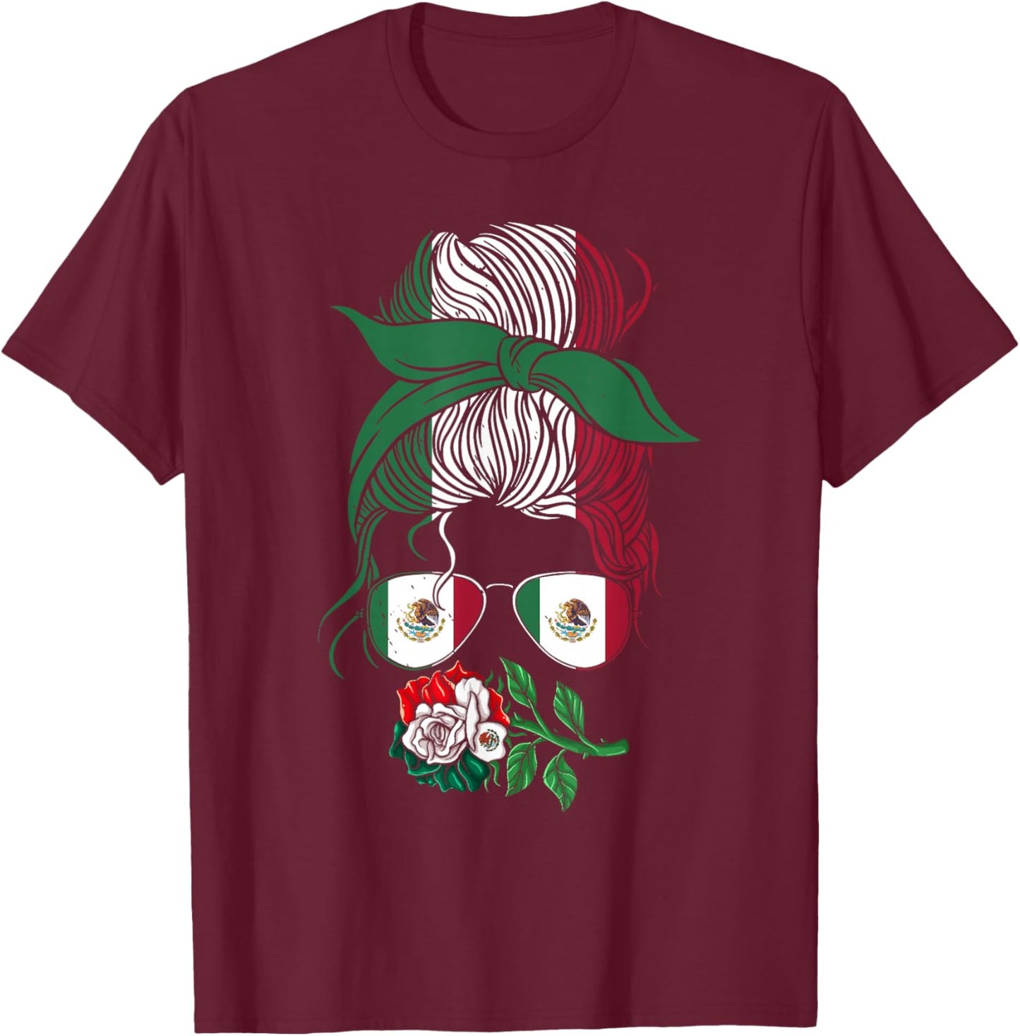 Mexico Gift Rose Tijuana Mexican Hispanic Pride Poncho T-Shirt - T-Shirt | Maroon