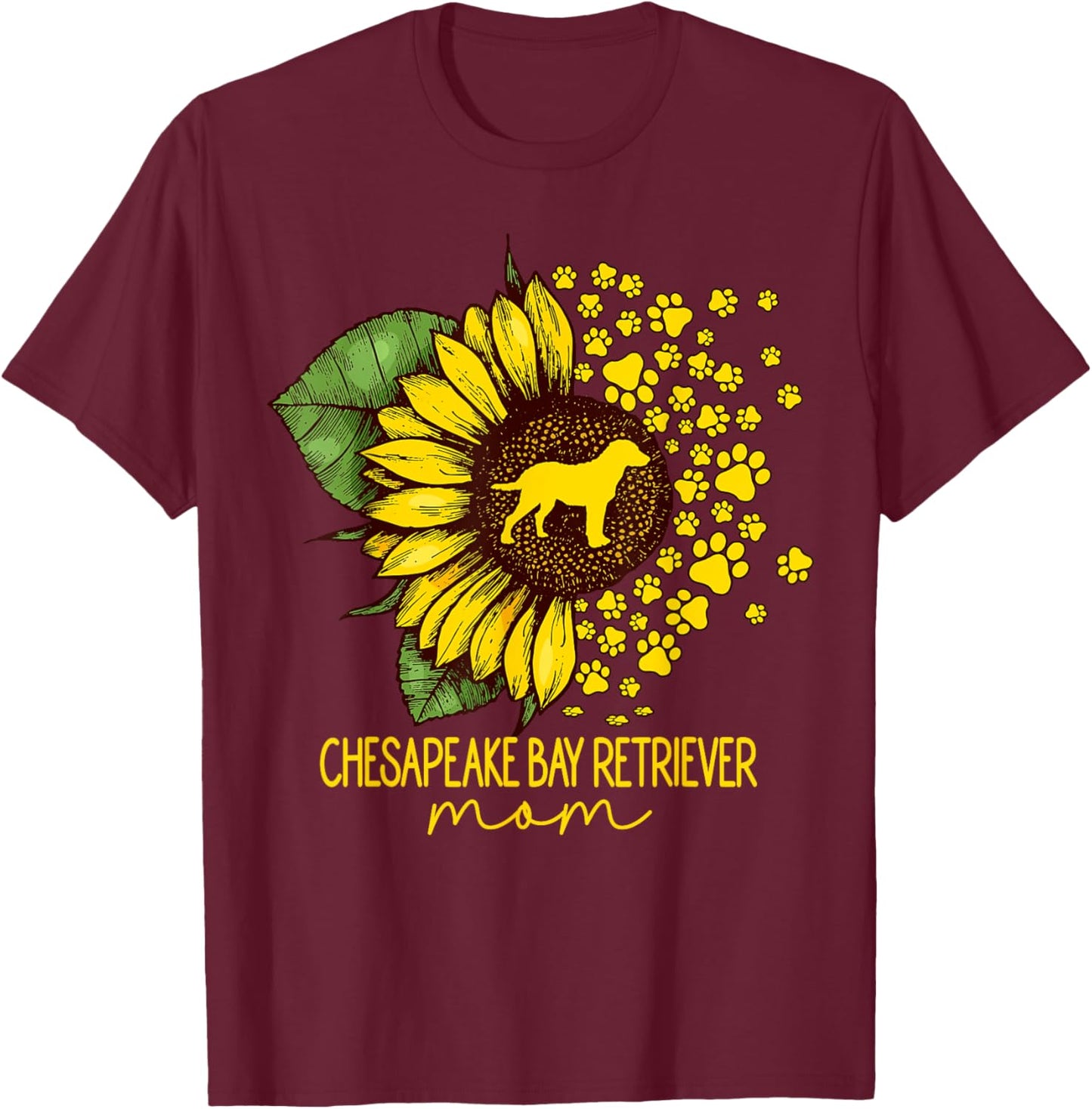 Sunflower Chesapeake Bay Retriever Mom Dog Lover T-Shirt - T-Shirt | Maroon