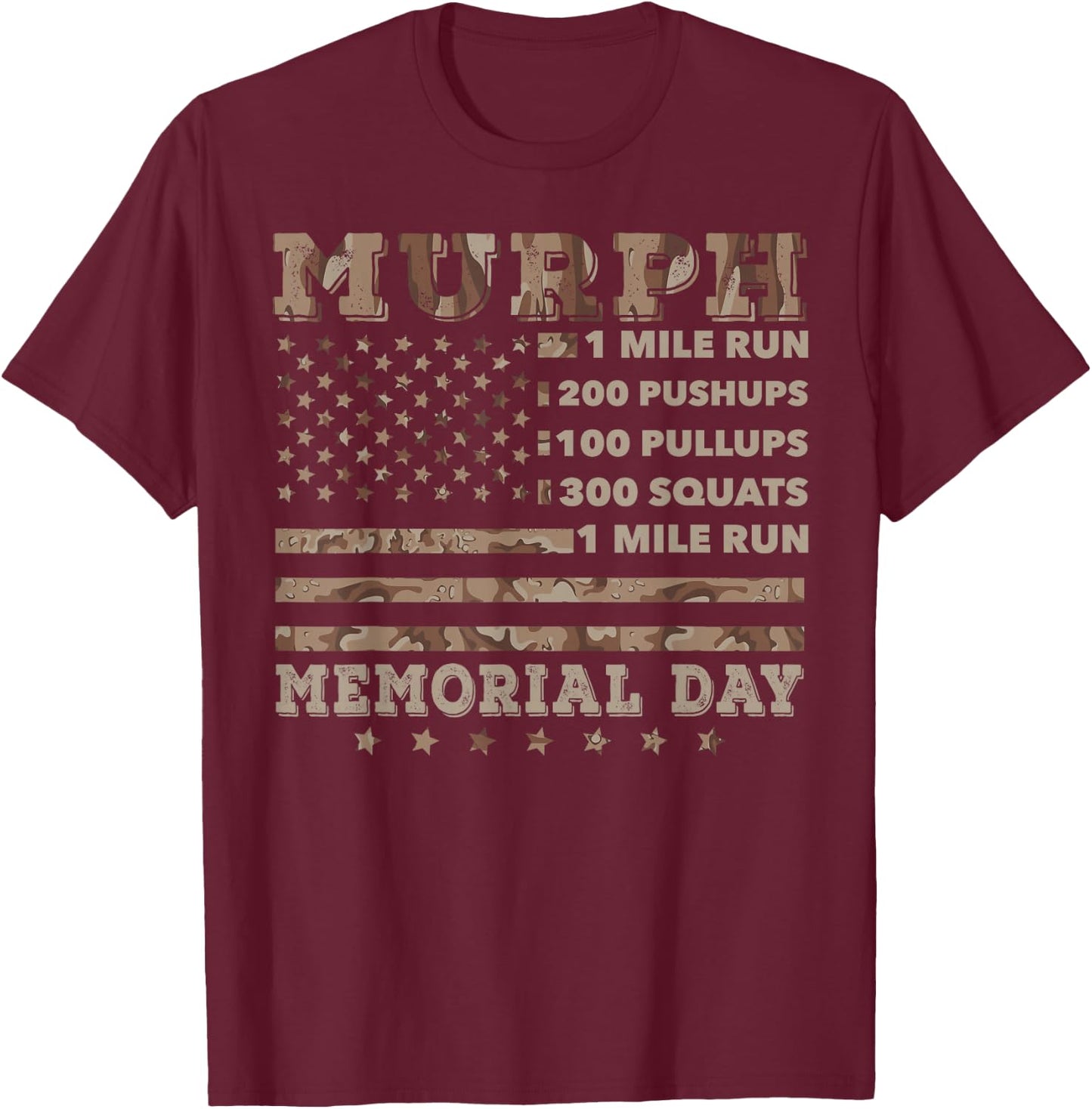 Murph 2021 Workout Challenge American Memorial Day Murph T-Shirt - T-Shirt | Maroon