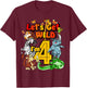 Kids 4 Year Old Zoo Birthday Shirt Safari Jungle Animal 4th T-Shirt - T-Shirt | Maroon