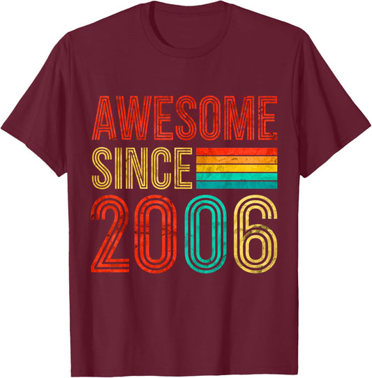20 Birthday Men 20yr Awesome Vintage 2006 20th Birthday T-Shirt - T-Shirt | Maroon