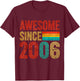 20 Birthday Men 20yr Awesome Vintage 2006 20th Birthday T-Shirt - T-Shirt | Maroon