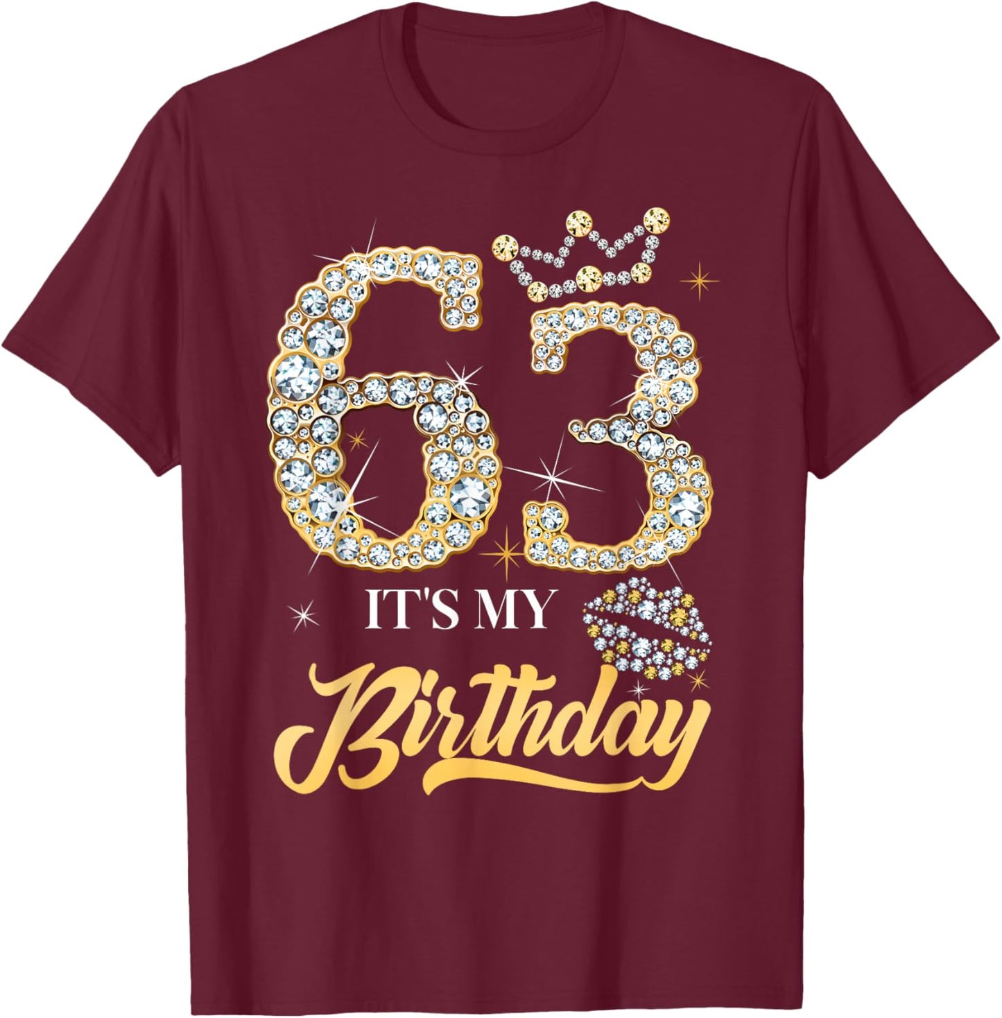 It's My 63rd Birthday Diamond Shoes 63 Years Old Women T-Shirt - T-Shirt | Maroon