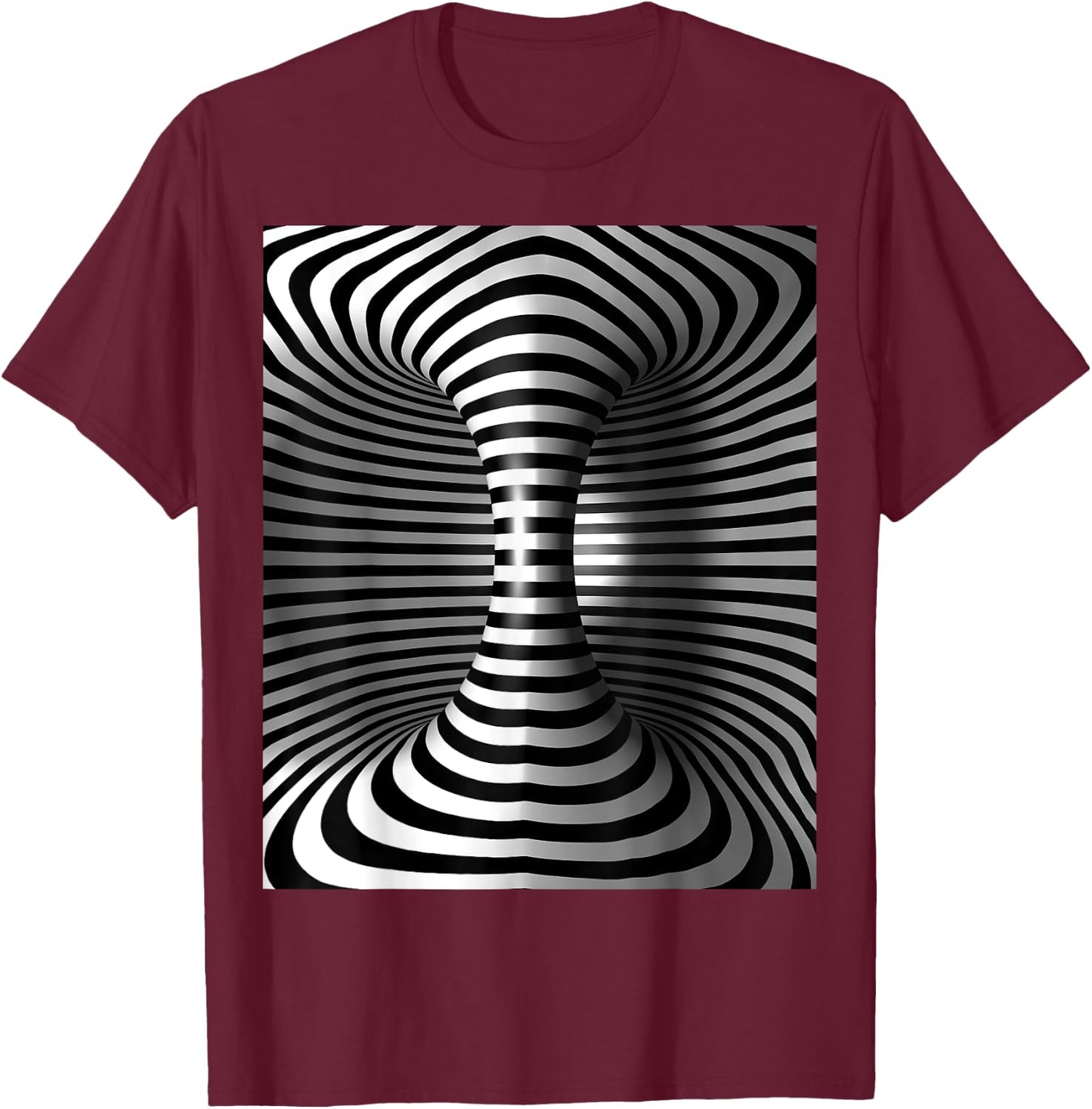 Optical Illusion of a 3d Torus Cylinder shiny T-Shirt - T-Shirt | Maroon