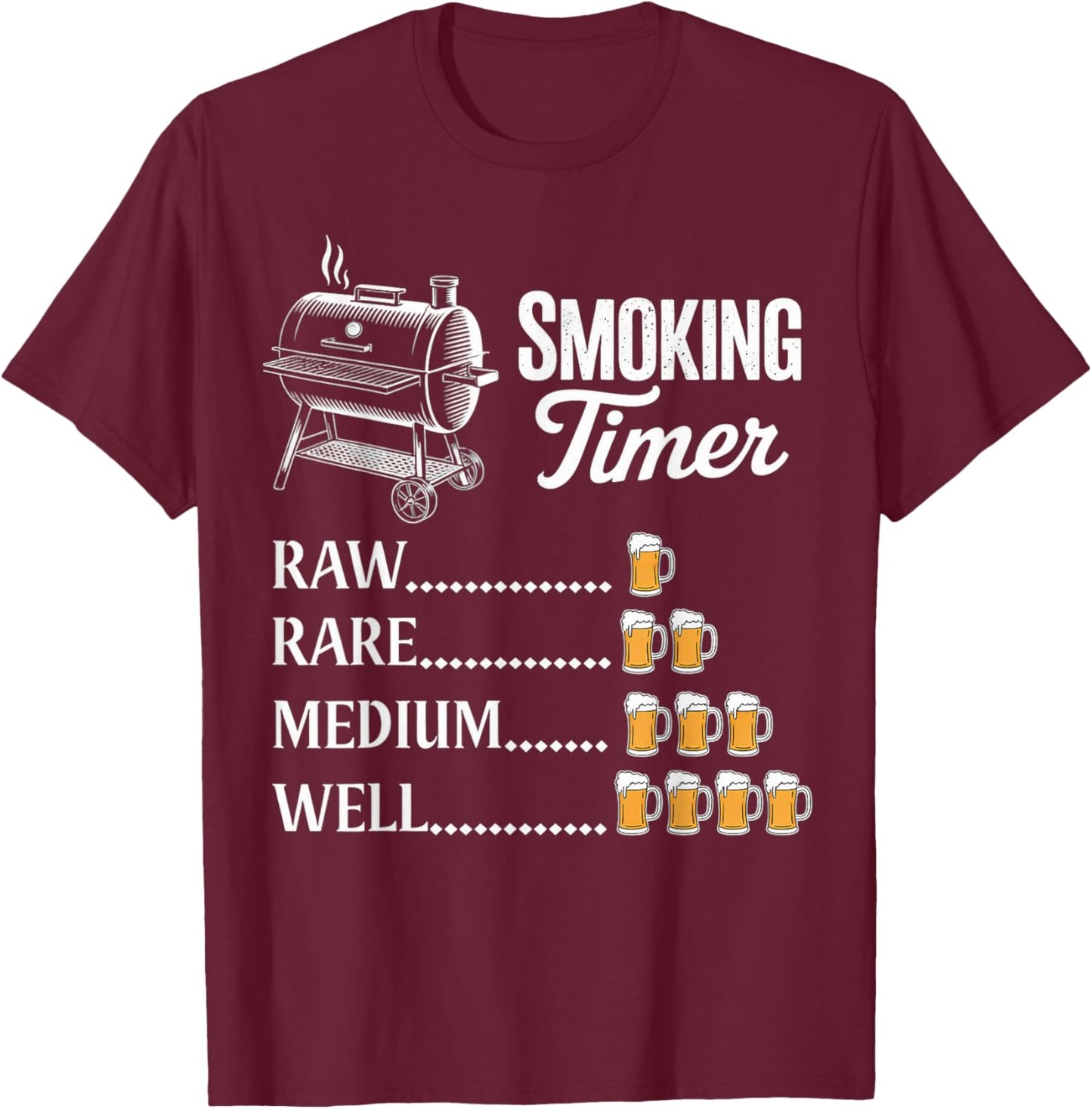 Smoking Timer Grill Meat Smoking Grilling Meat Smoker T-Shirt - T-Shirt | Maroon