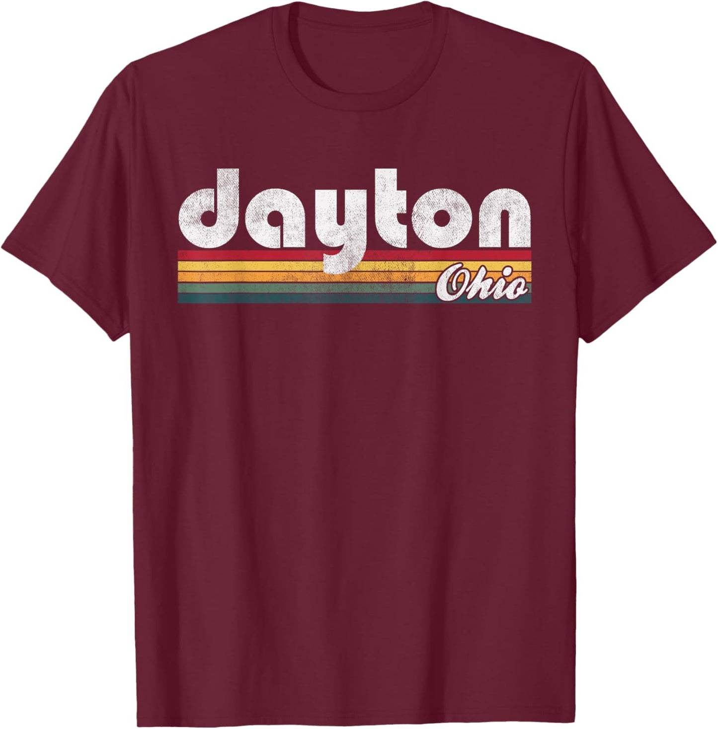 Dayton Ohio Vintage 70's 80's Retro Style Men Women Kids T-Shirt - T-Shirt | Maroon